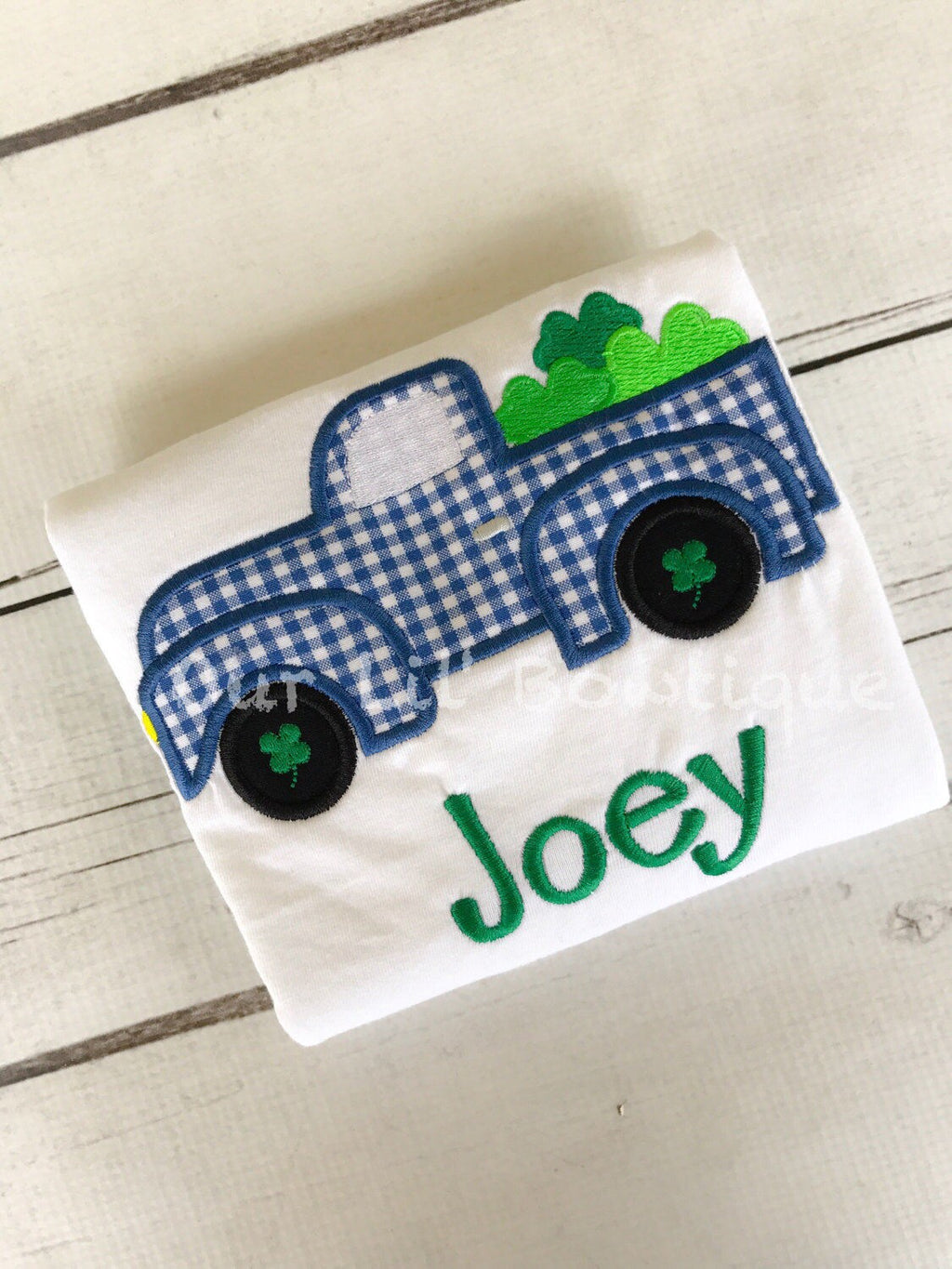 Shamrock Truck Raglan Shirt: Personalized St. Patrick's Day Applique
