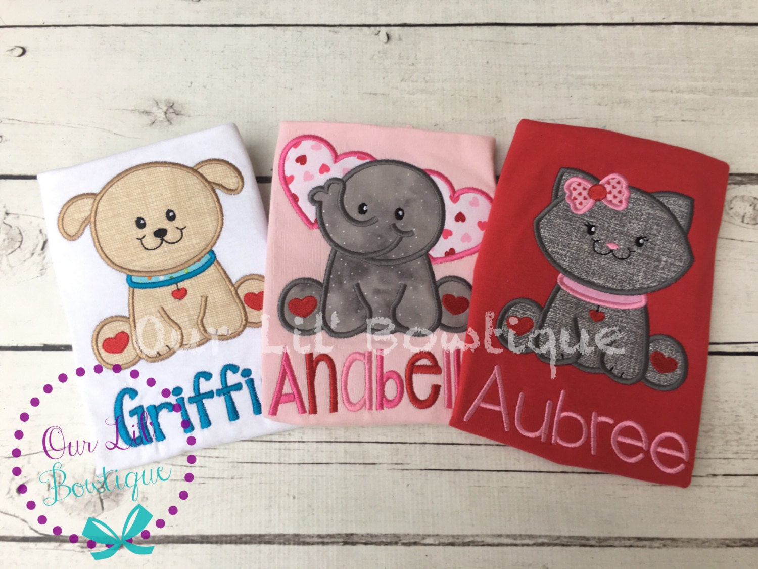 Personalized Valentine's Day Cat Applique Shirt