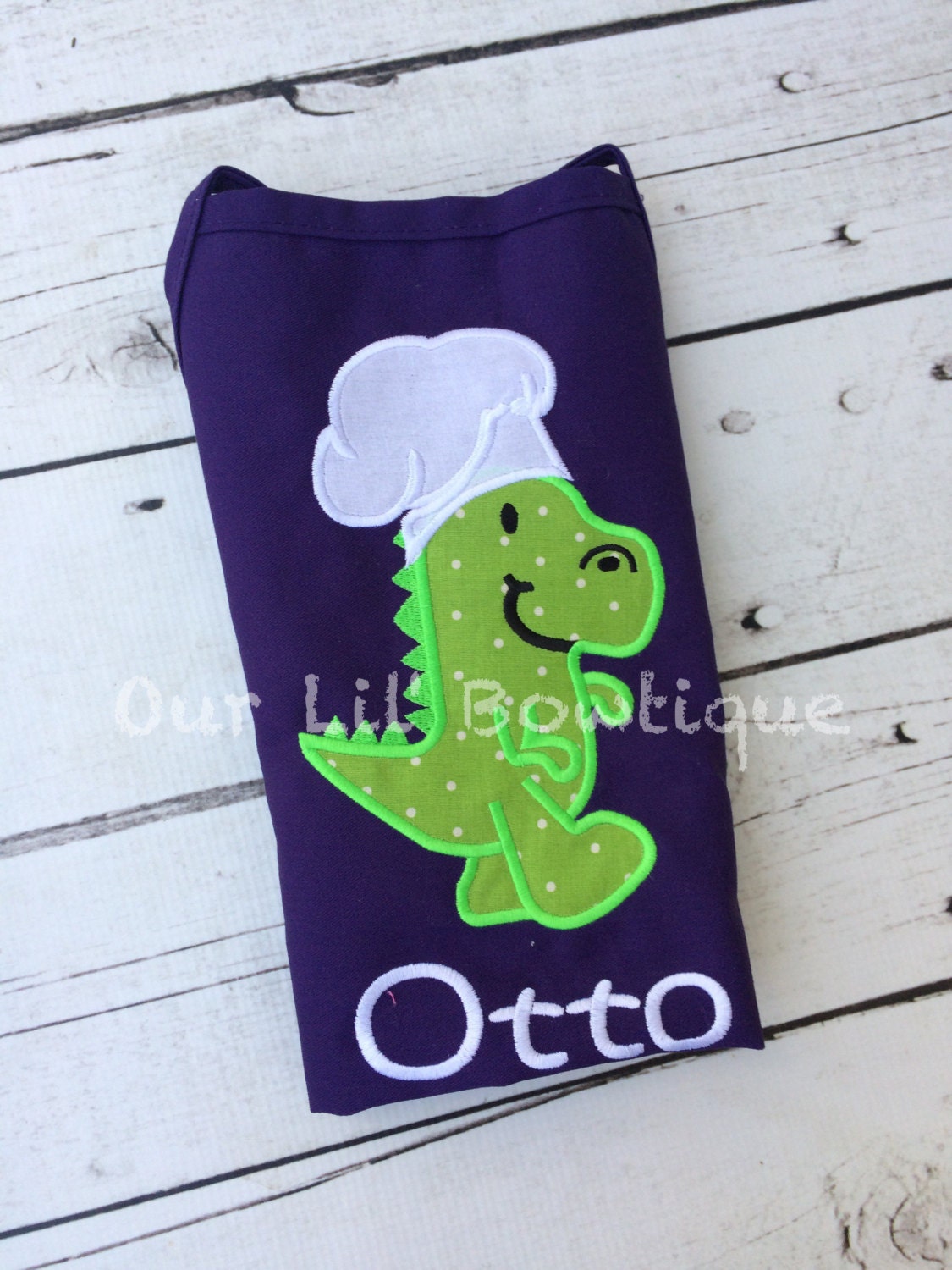 Personalized Dinosaur Birthday Apron: Chef T-Rex Appliqué