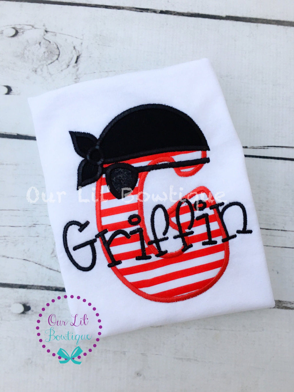 Personalized Pirate Birthday Applique Shirt