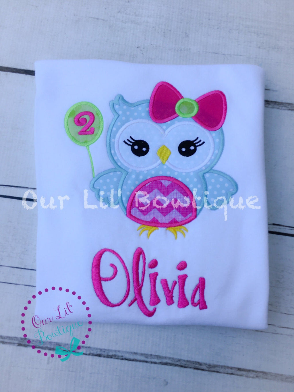 Personalized Owl Birthday Shirt: Appliqué Girl or Boy Outfit