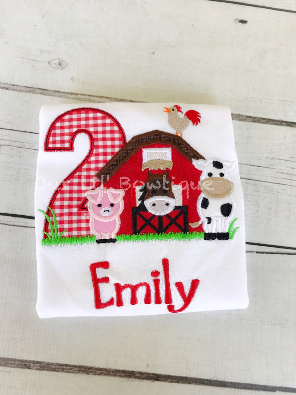 Personalized Farm Birthday Shirt: Barnyard Animals Appliqué