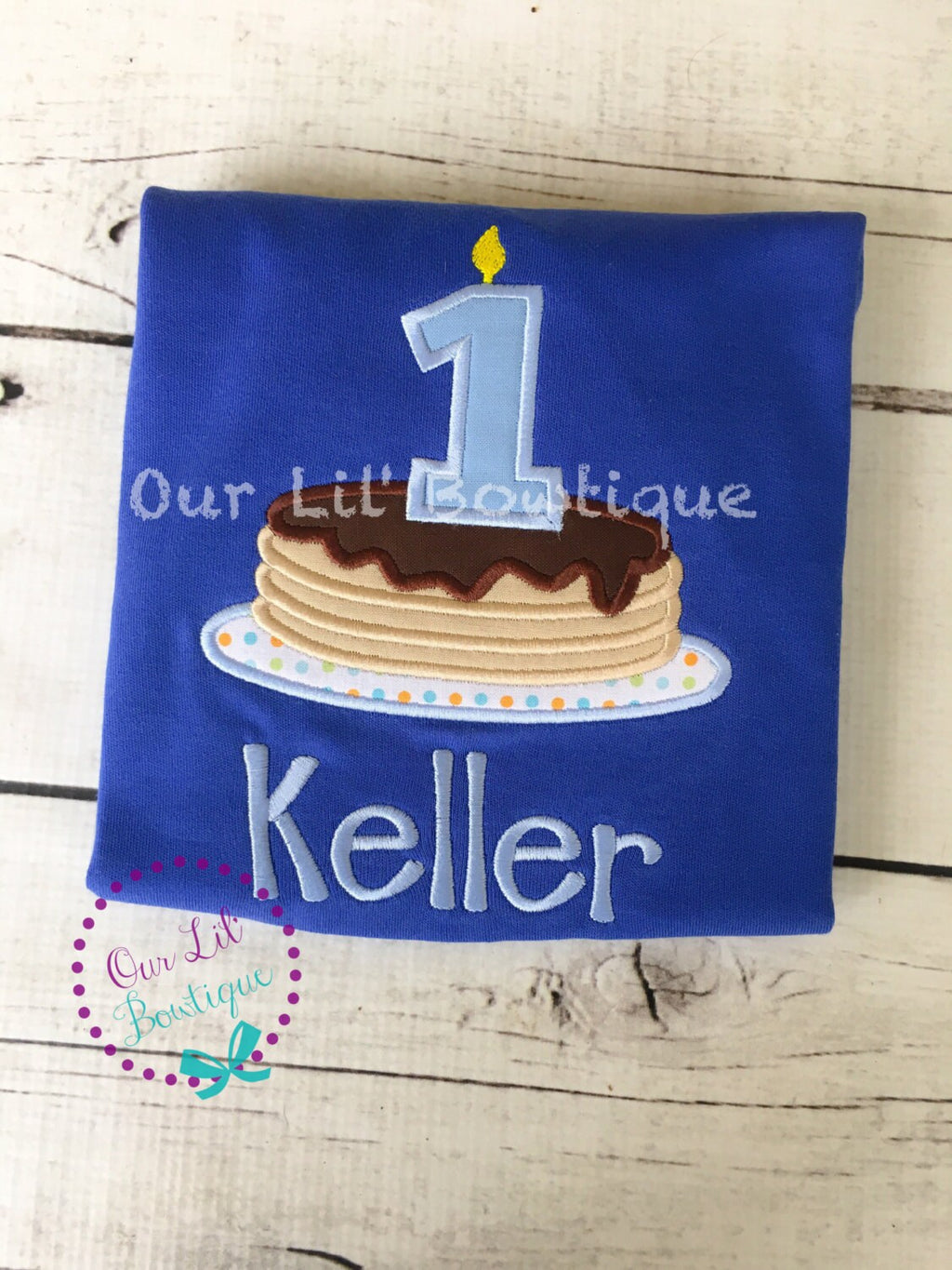 Personalized Pancake Birthday Outfit- Appliqué Shirt & Pants