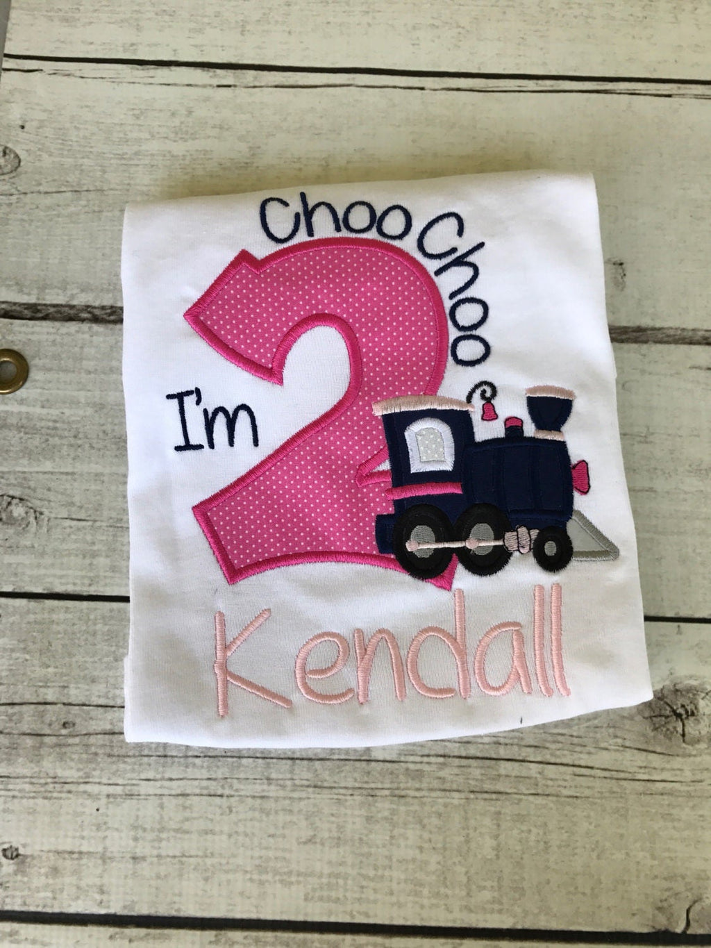Personalized 2nd Birthday Train Applique Shirt
