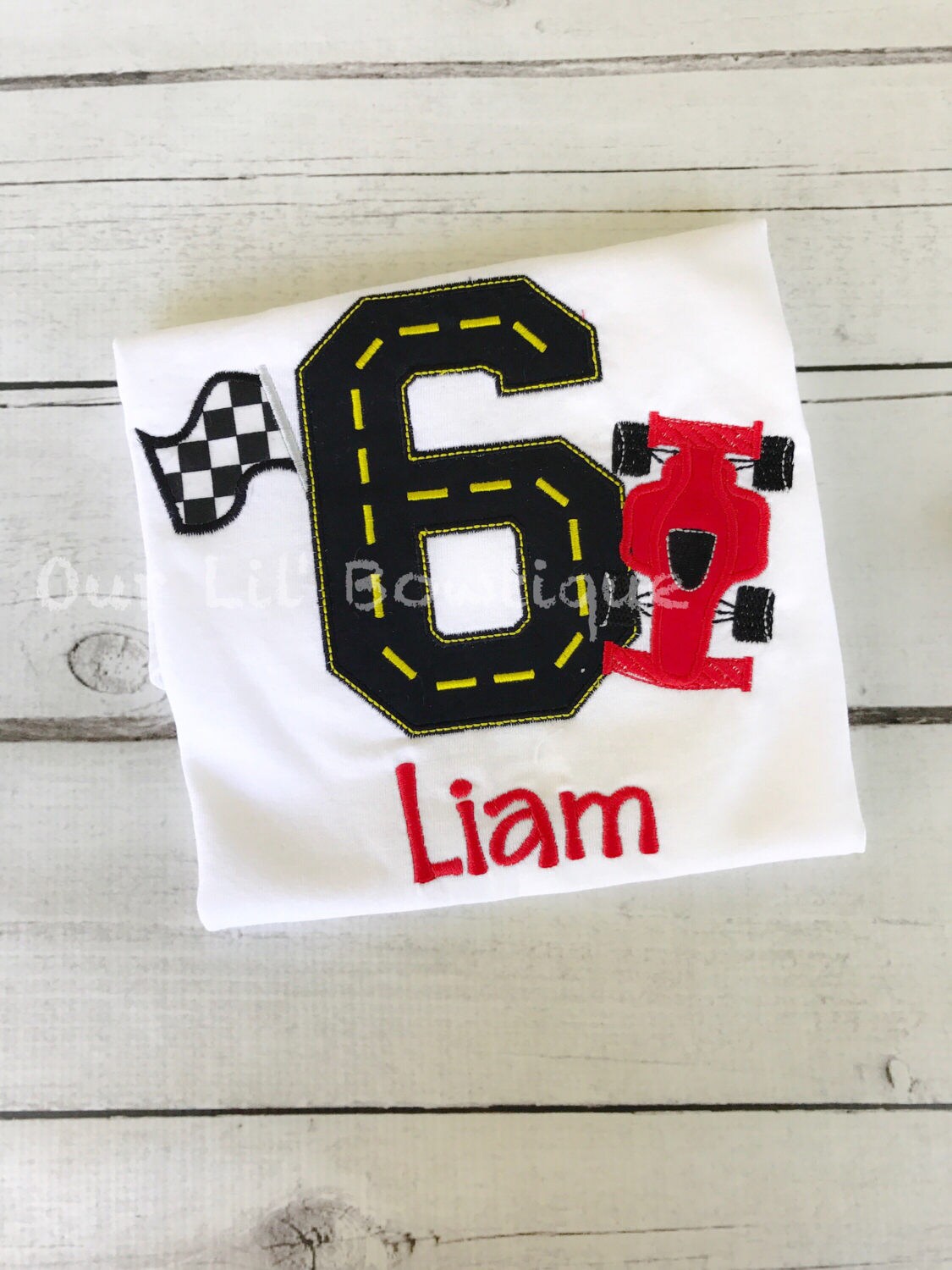 Personalized Race Car Birthday Shirt - Race Track Number Tee - Birthday Shirt
