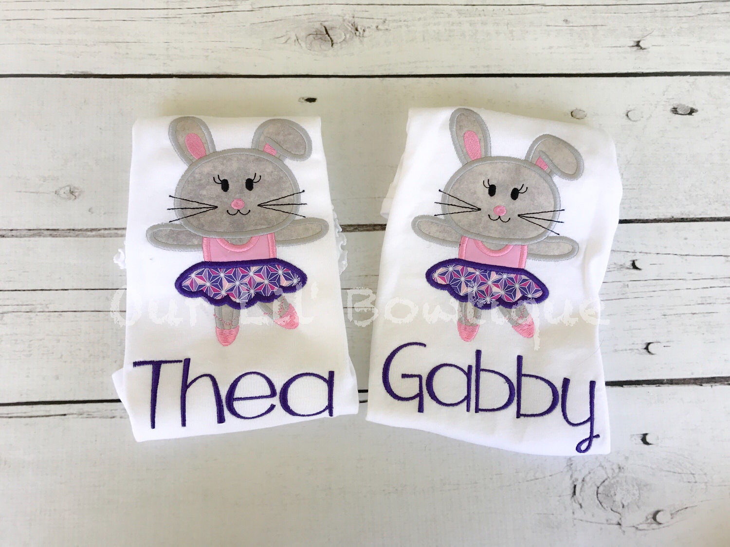 Ballerina Easter Bunny Applique Shirt - Personalized Girls Easter T-Shirt