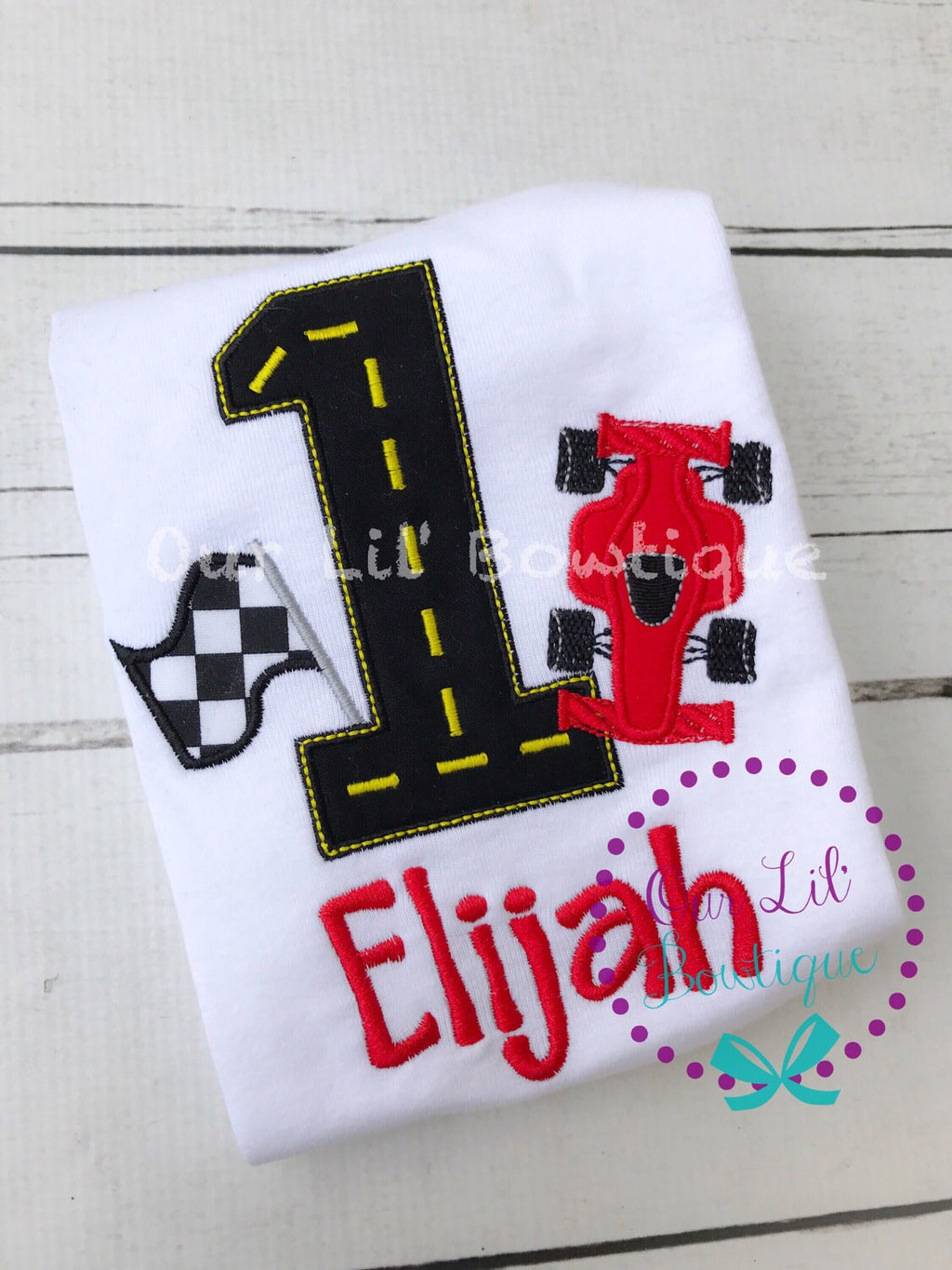 Personalized Race Car Birthday Shirt - Race Track Number Tee - Birthday Shirt