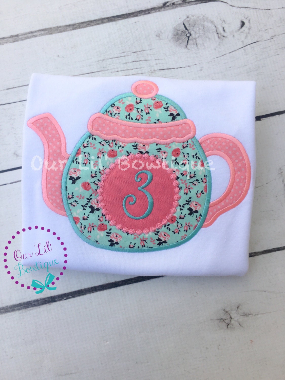 Teapot Birthday Shirt: Floral Tea Party Outfit