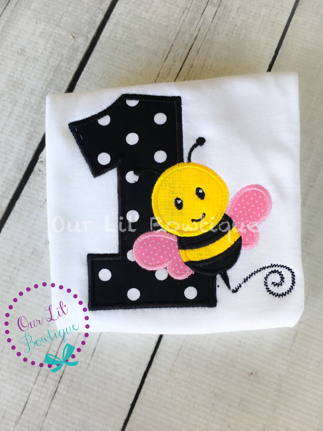 Bee 1st Birthday Shirt: Personalized Bumble Bee Applique