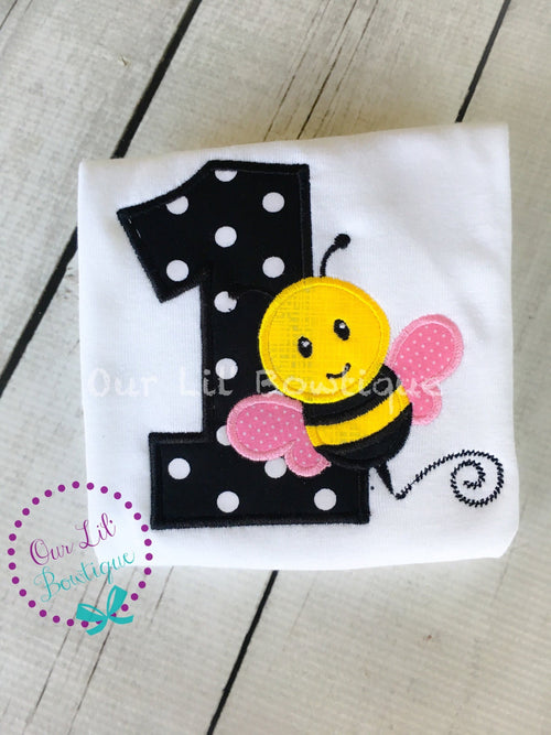 Bee 1st Birthday Shirt: Personalized Bumble Bee Applique
