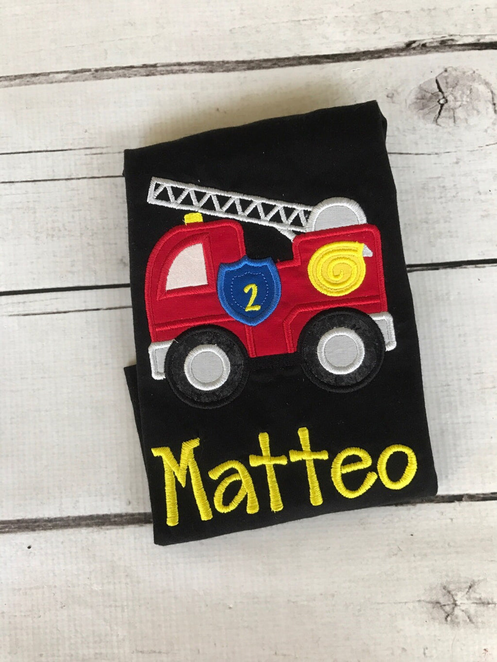 Personalized Firetruck Birthday Shirt - Firefighter Theme