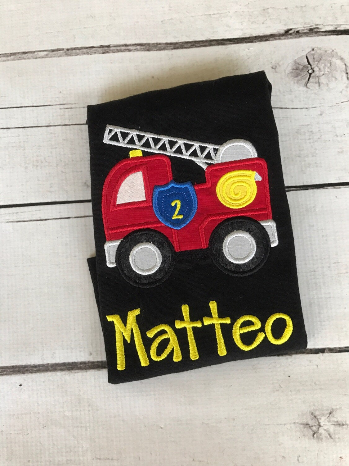 Personalized Firetruck Birthday Shirt - Firefighter Theme