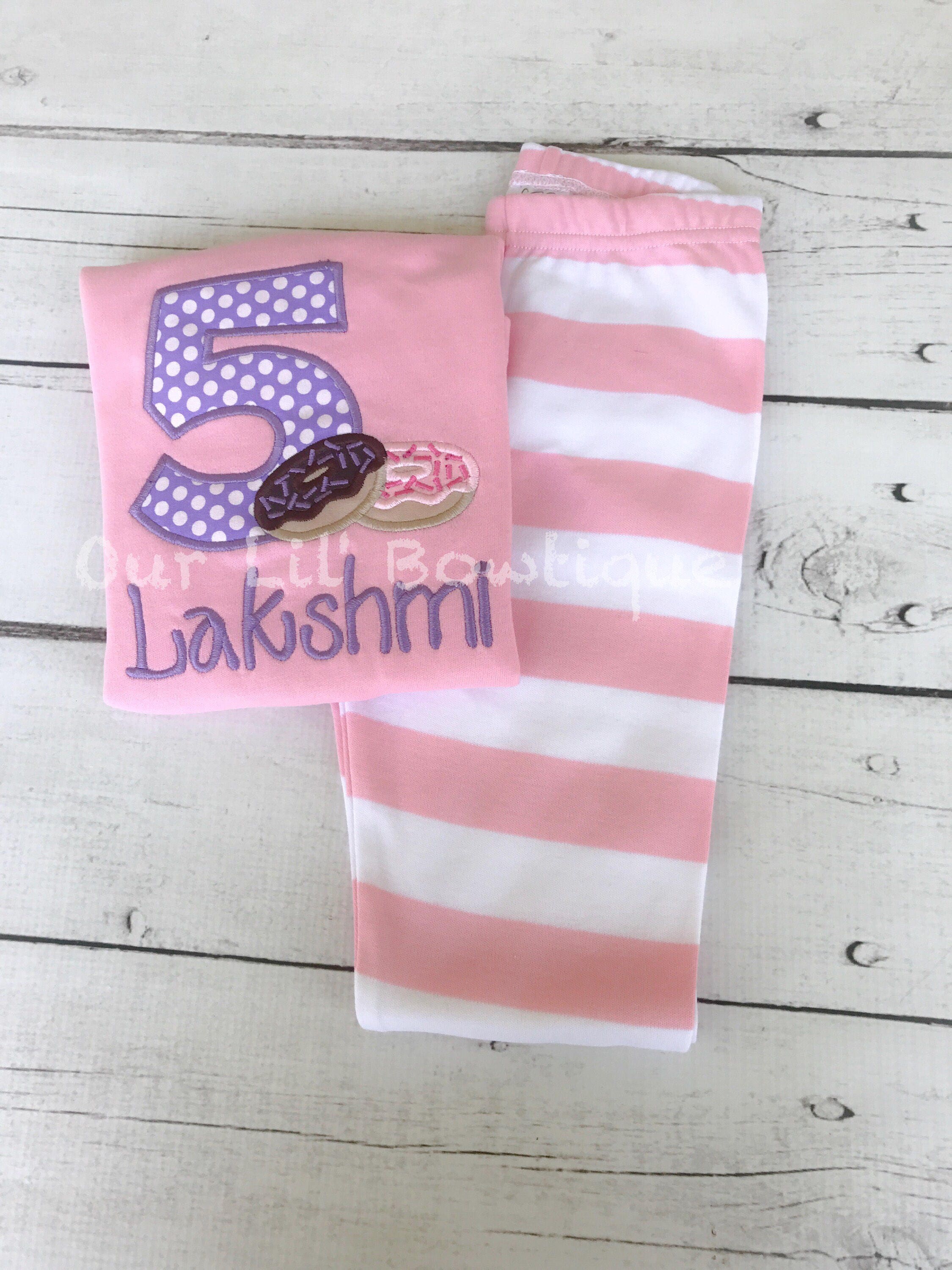 Personalized Donut Birthday Outfit: Appliqué Shirt & Shorts Set
