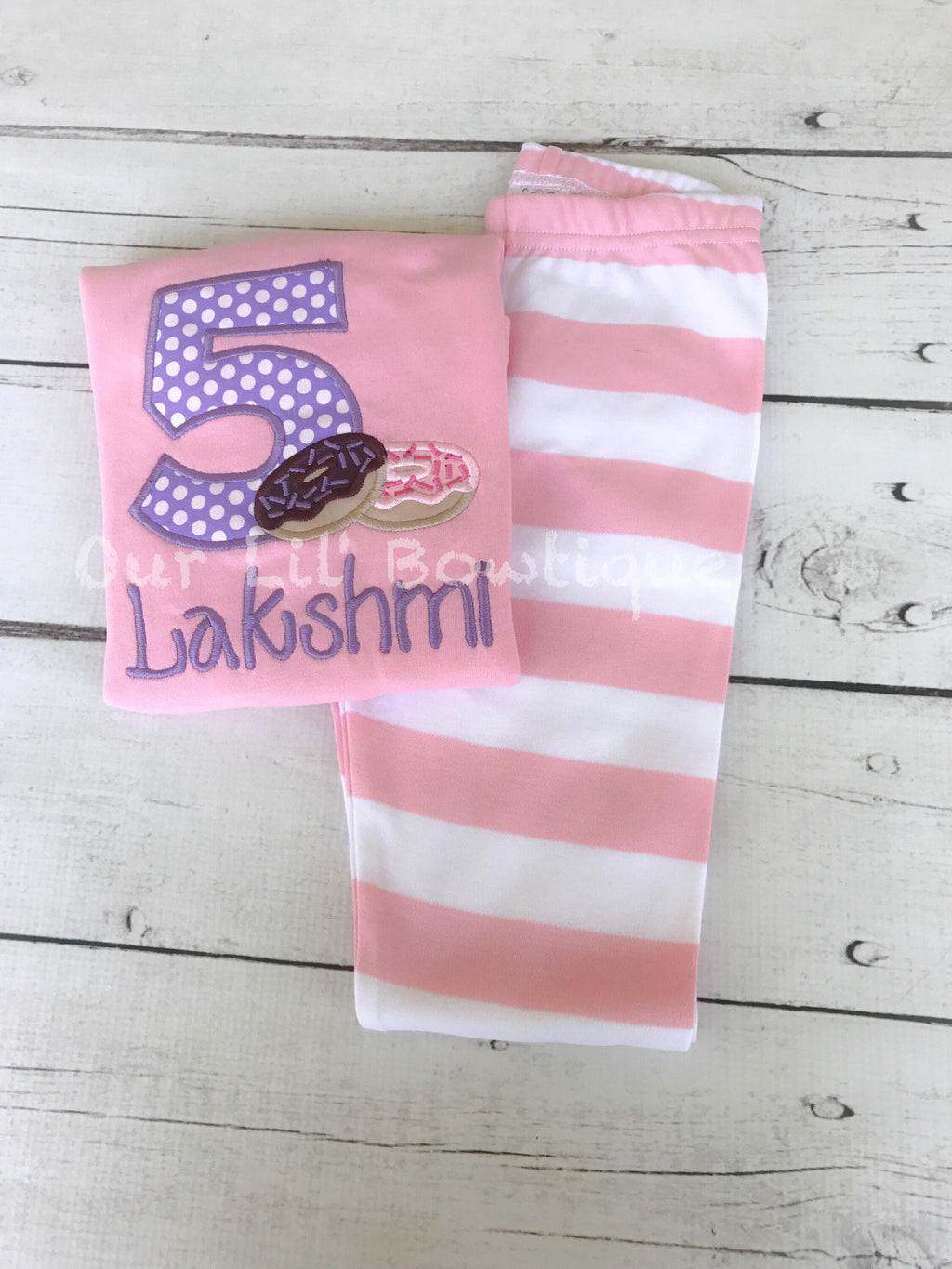 Donut Birthday Outfit: Personalized Appliqué Shirt & Pants