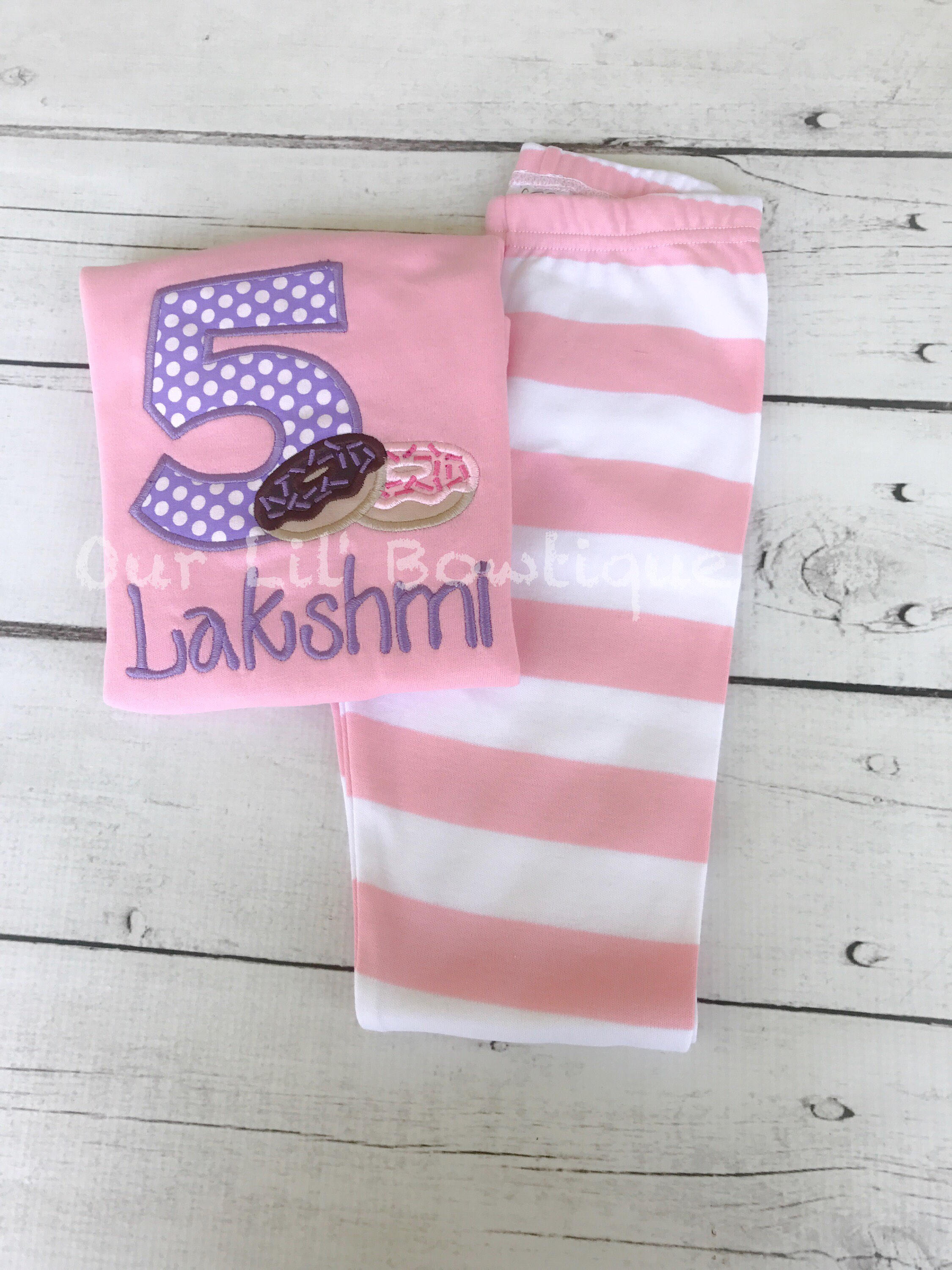 Donut Birthday Outfit: Personalized Appliqué Shirt & Pants