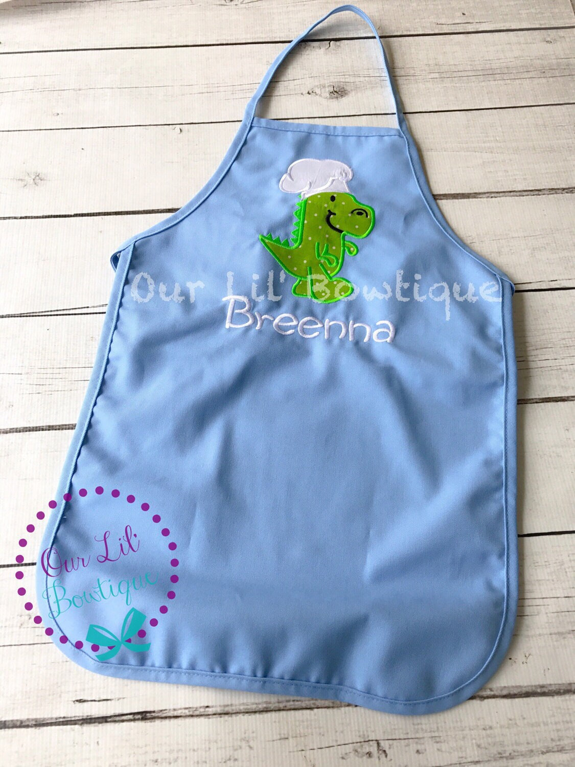 Personalized Dinosaur Birthday Apron: Chef T-Rex Appliqué