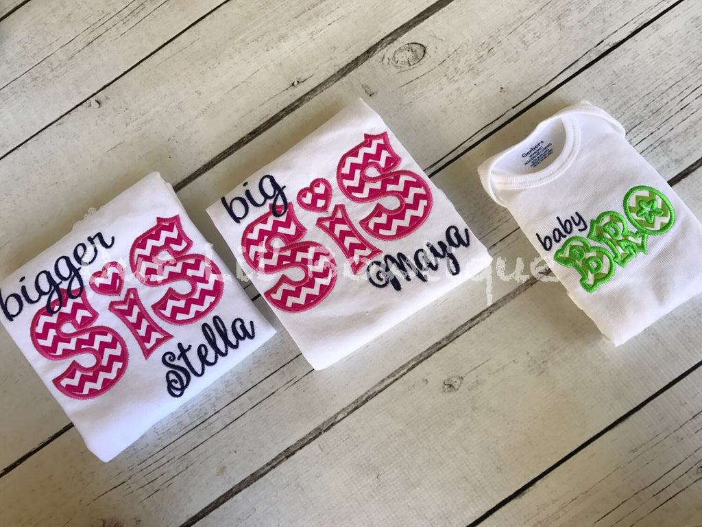 Big Sister/Brother Announcement Shirt: Embroidered Sibling Bodysuit