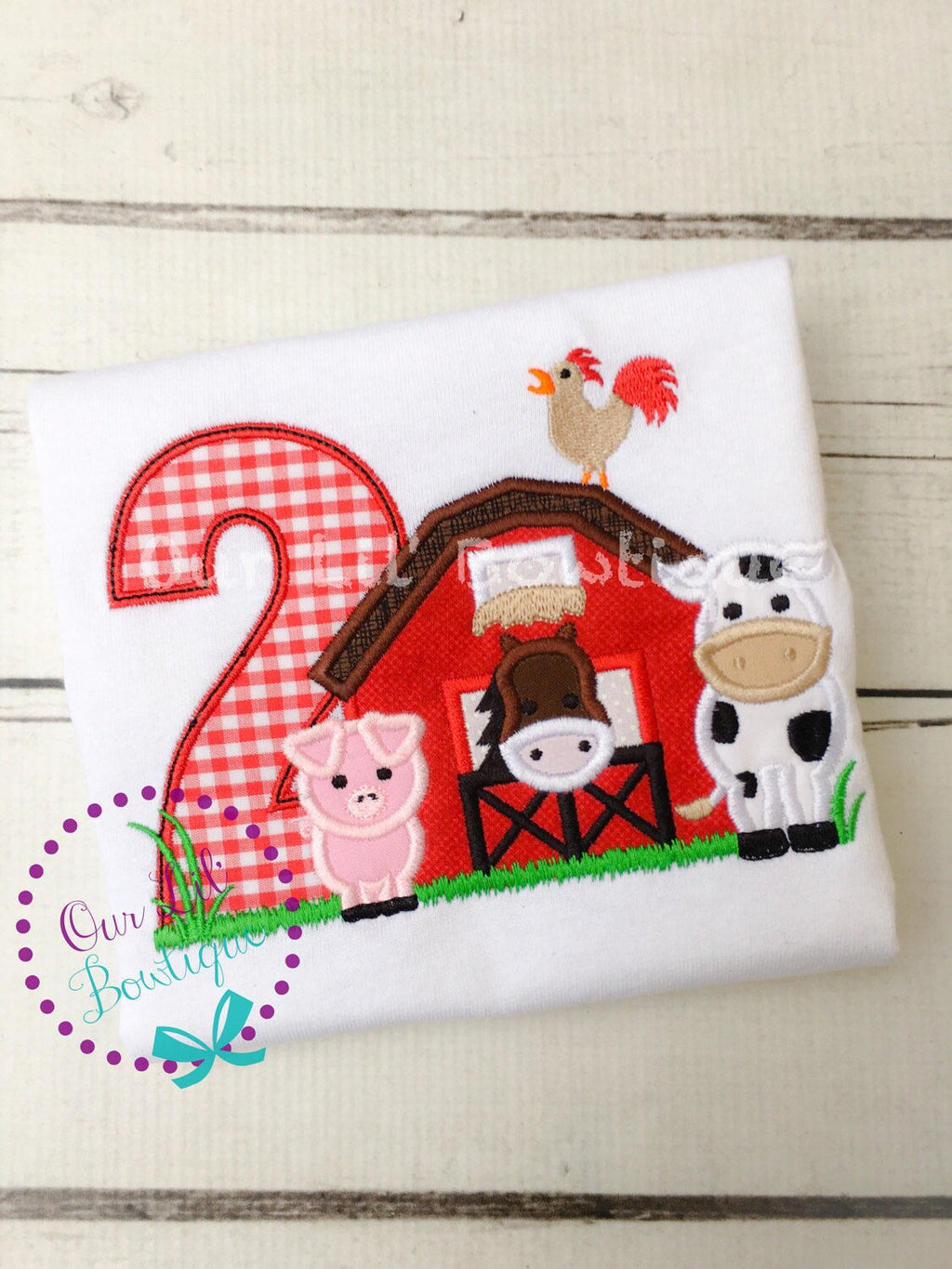Personalized Farm Birthday Appliqué Shirt - Barn Animals Tee - Farm Birthday - Farm Animals