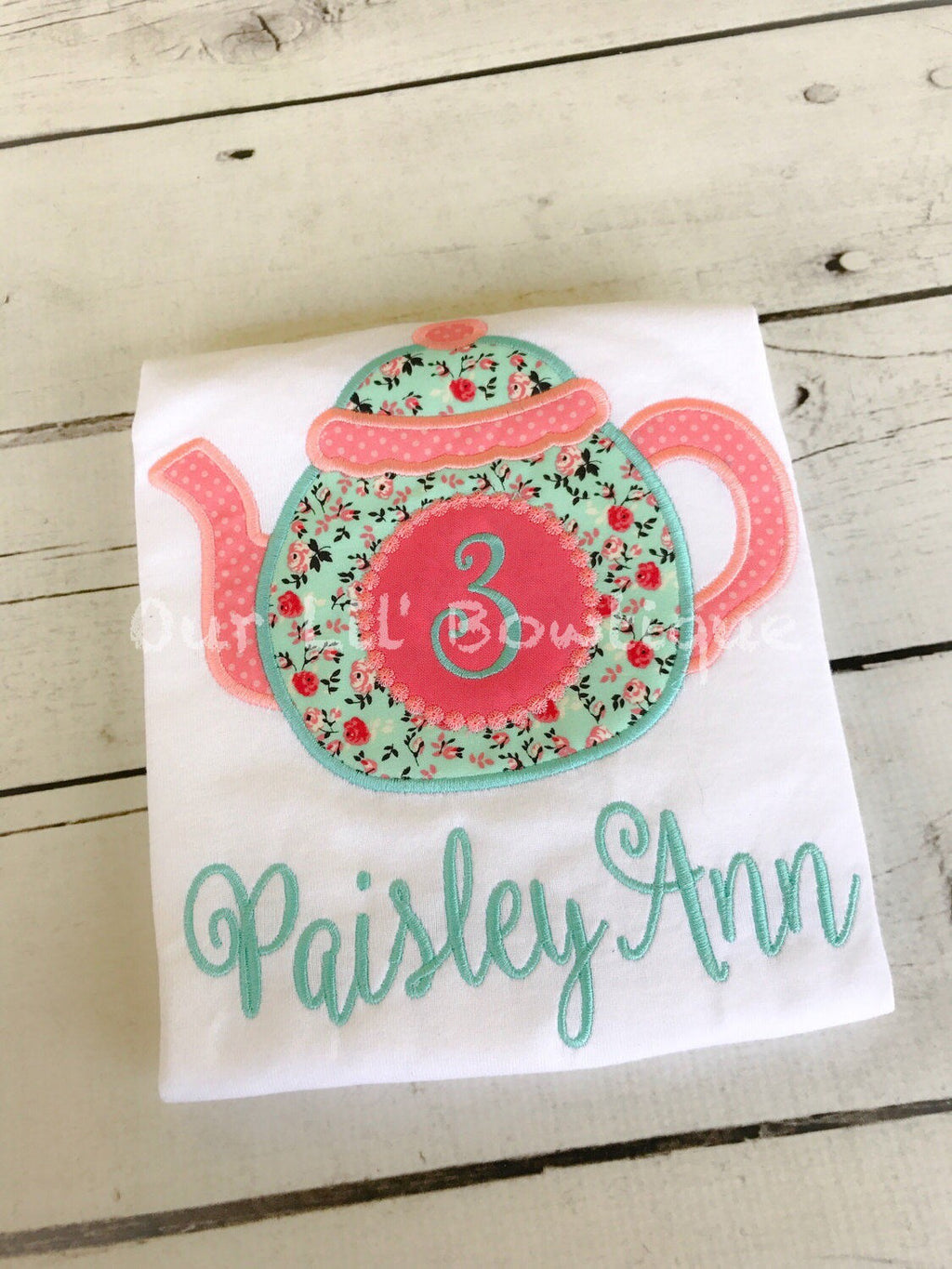 Teapot Birthday Shirt: Floral Tea Party Outfit