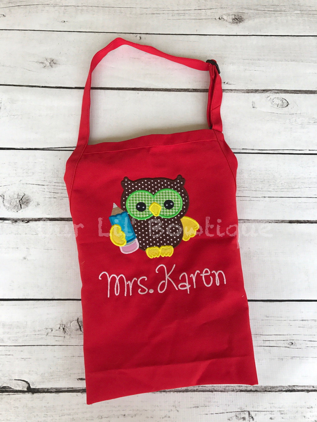 Personalized Owl Birthday Apron - Teacher or Toddler Gift