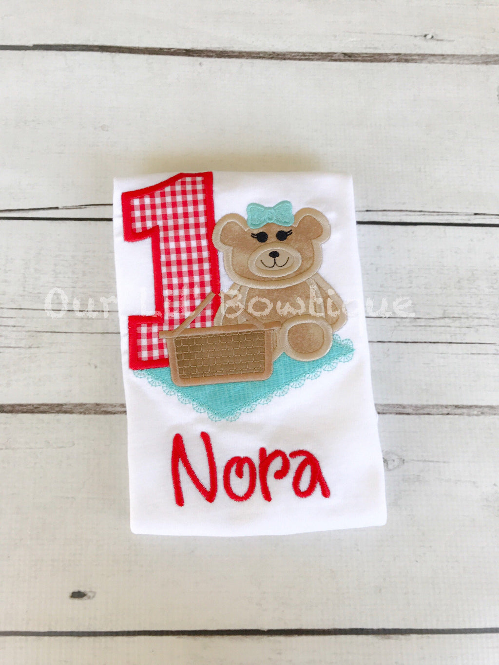 Teddy Bear Picnic Birthday Applique Shirt - Personalized 1st Birthday Outfit