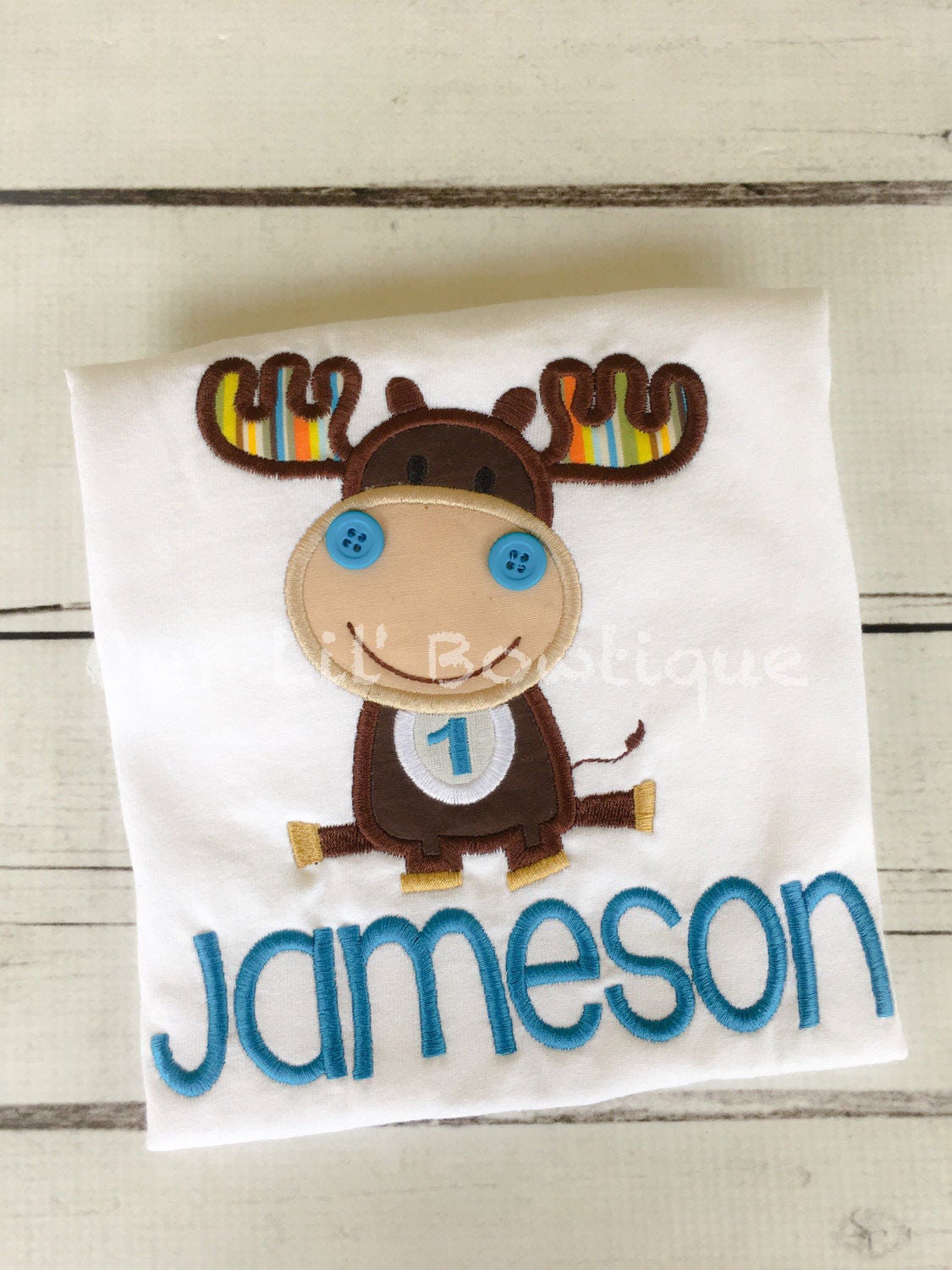 Personalized Moose Birthday Shirt - Embroidered Woodland Tee
