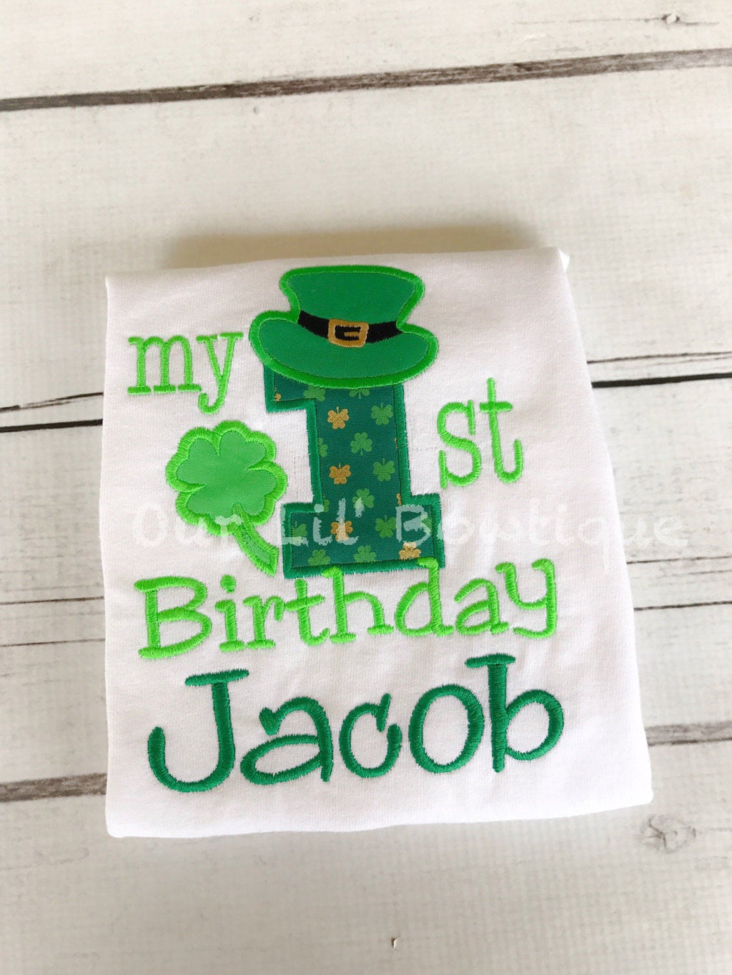 Shamrock 1st Birthday Shirt: Personalized St. Patrick's Day Bodysuit