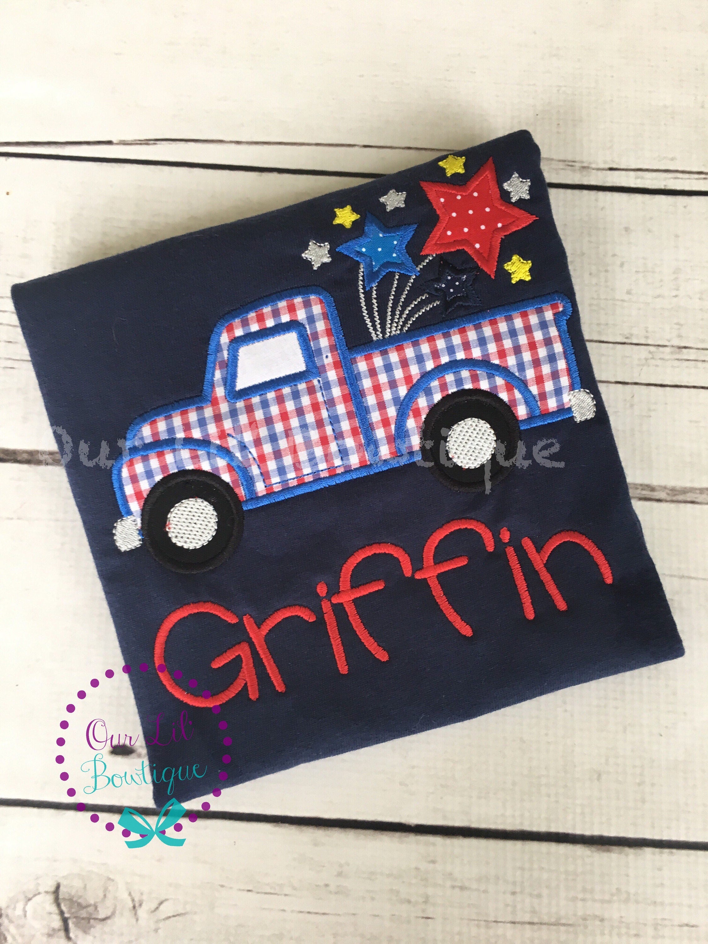 Boys 4th of July 4th Of July Shirt - T-Shirt - Fireworks - Boys 4th of July Shirt - Baby 4th of July Shirt - Personalized - Truck Shirt