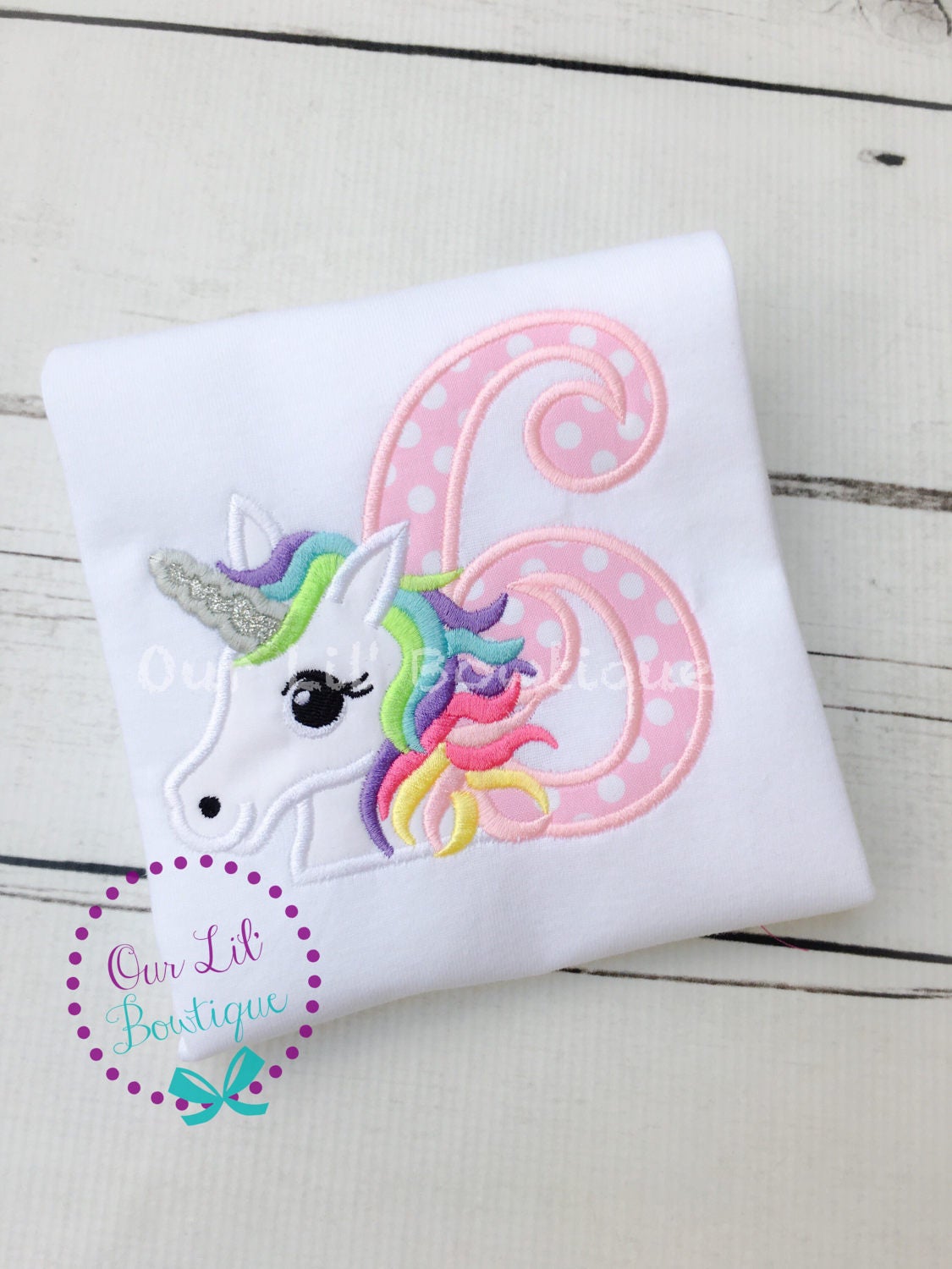 Unicorn Birthday Shirt: Personalized Girls Birthday, Silver Glitter