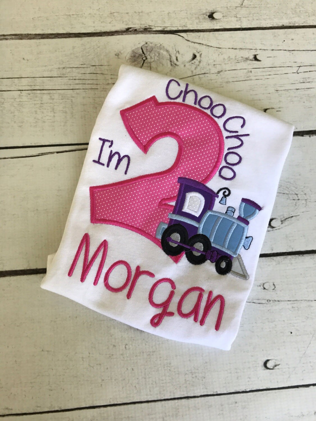 Personalized 2nd Birthday Train Applique Shirt
