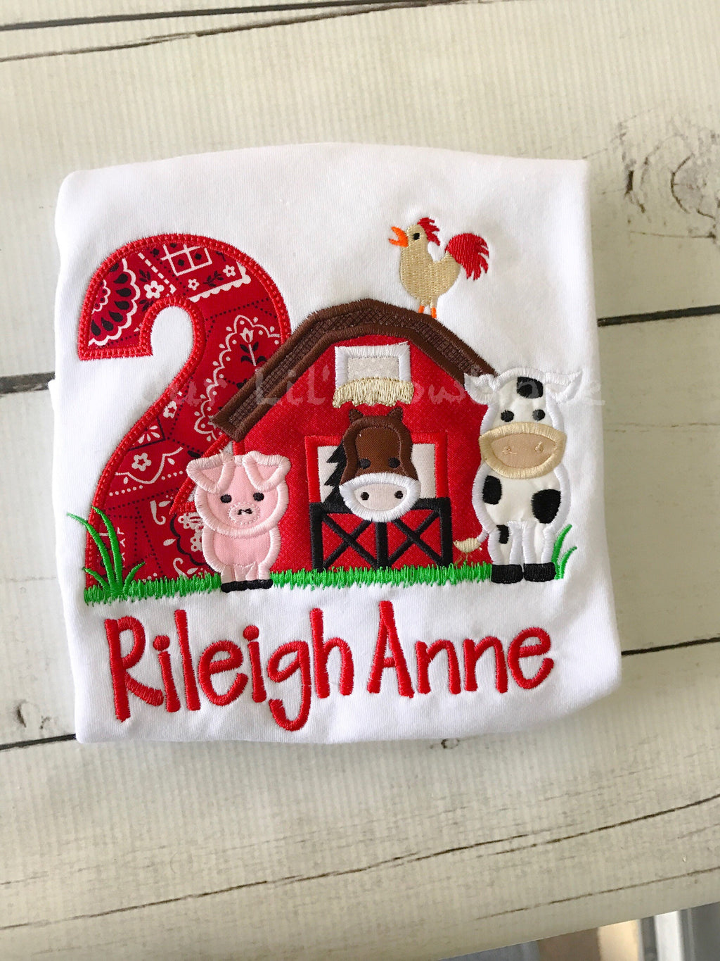 Personalized Farm Birthday Shirt: Barnyard Animals Appliqué