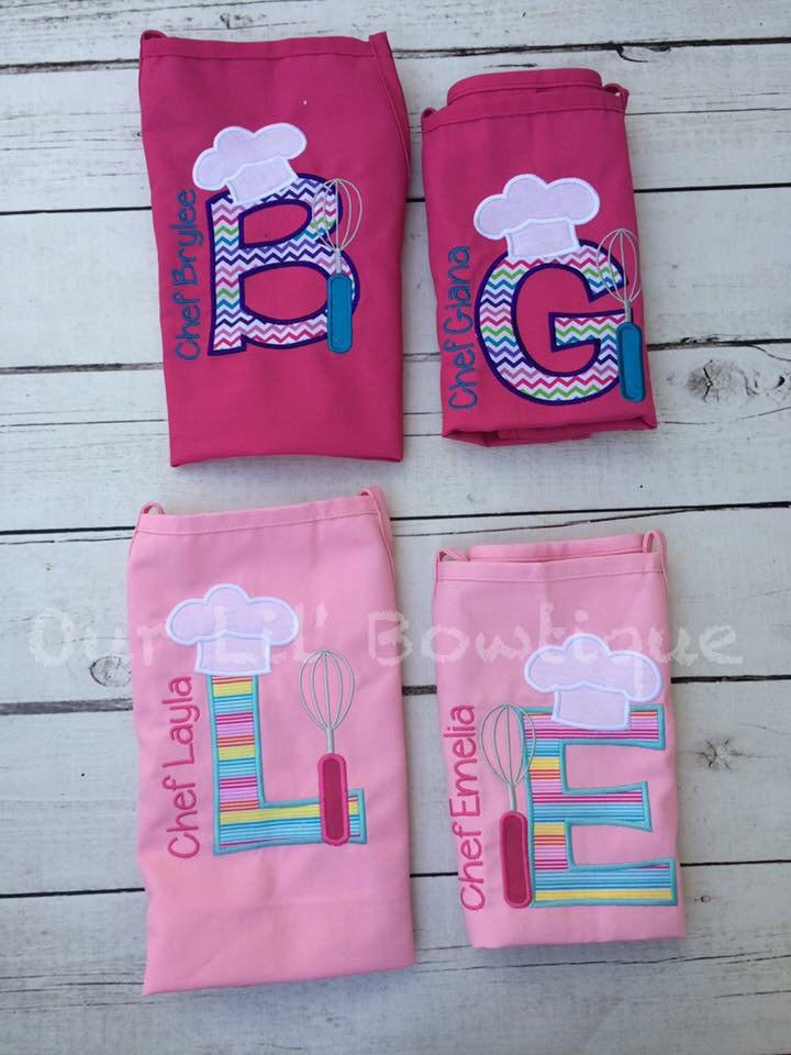 Personalized Kids Chef Apron: Letter Appliqué, Toddler Baking Gift