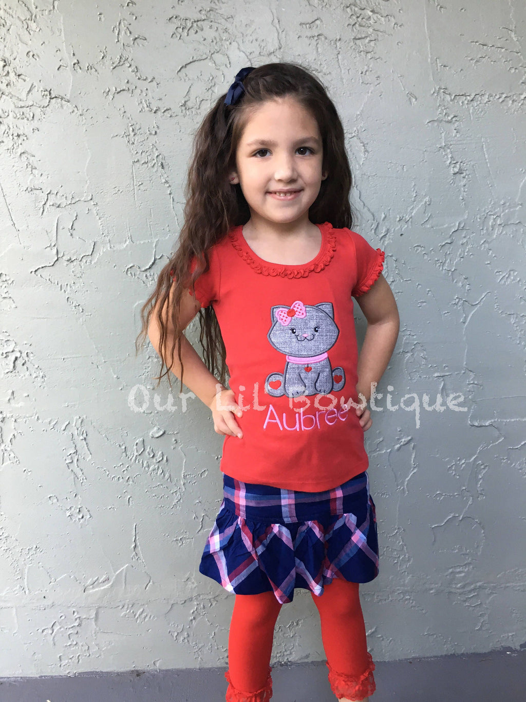 Personalized Valentine's Day Cat Applique Shirt