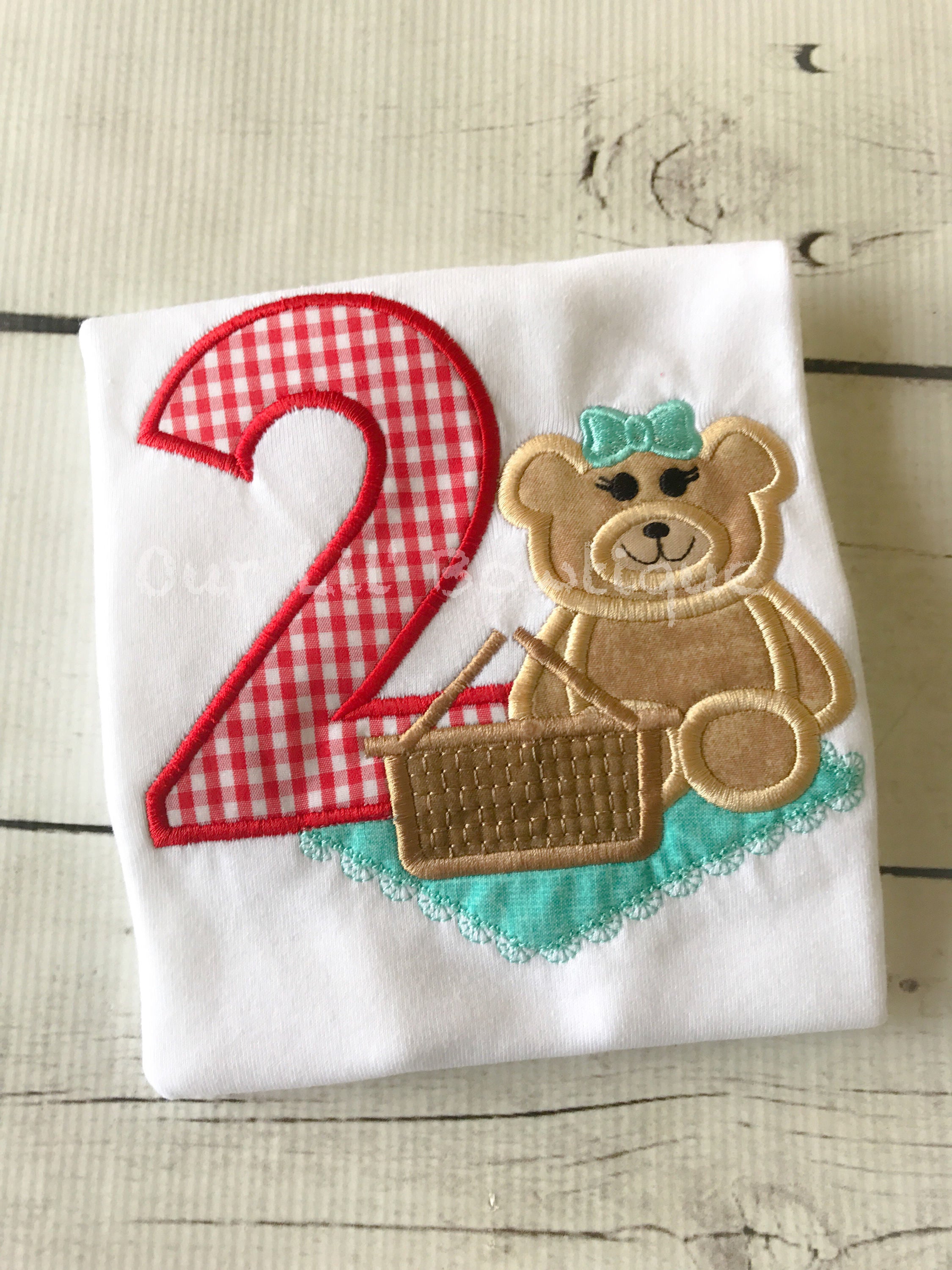 Teddy Bear Picnic Birthday Applique Shirt - Personalized 1st Birthday Outfit