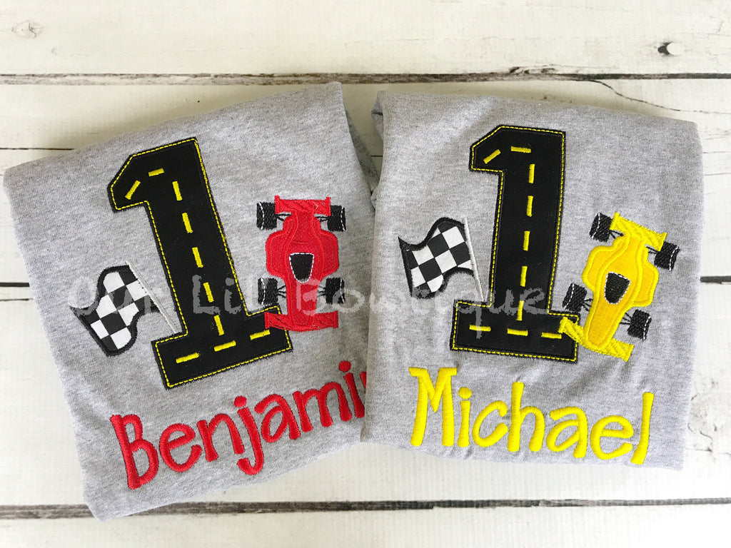 Personalized Race Car Birthday Shirt - Race Track Number Tee - Birthday Shirt