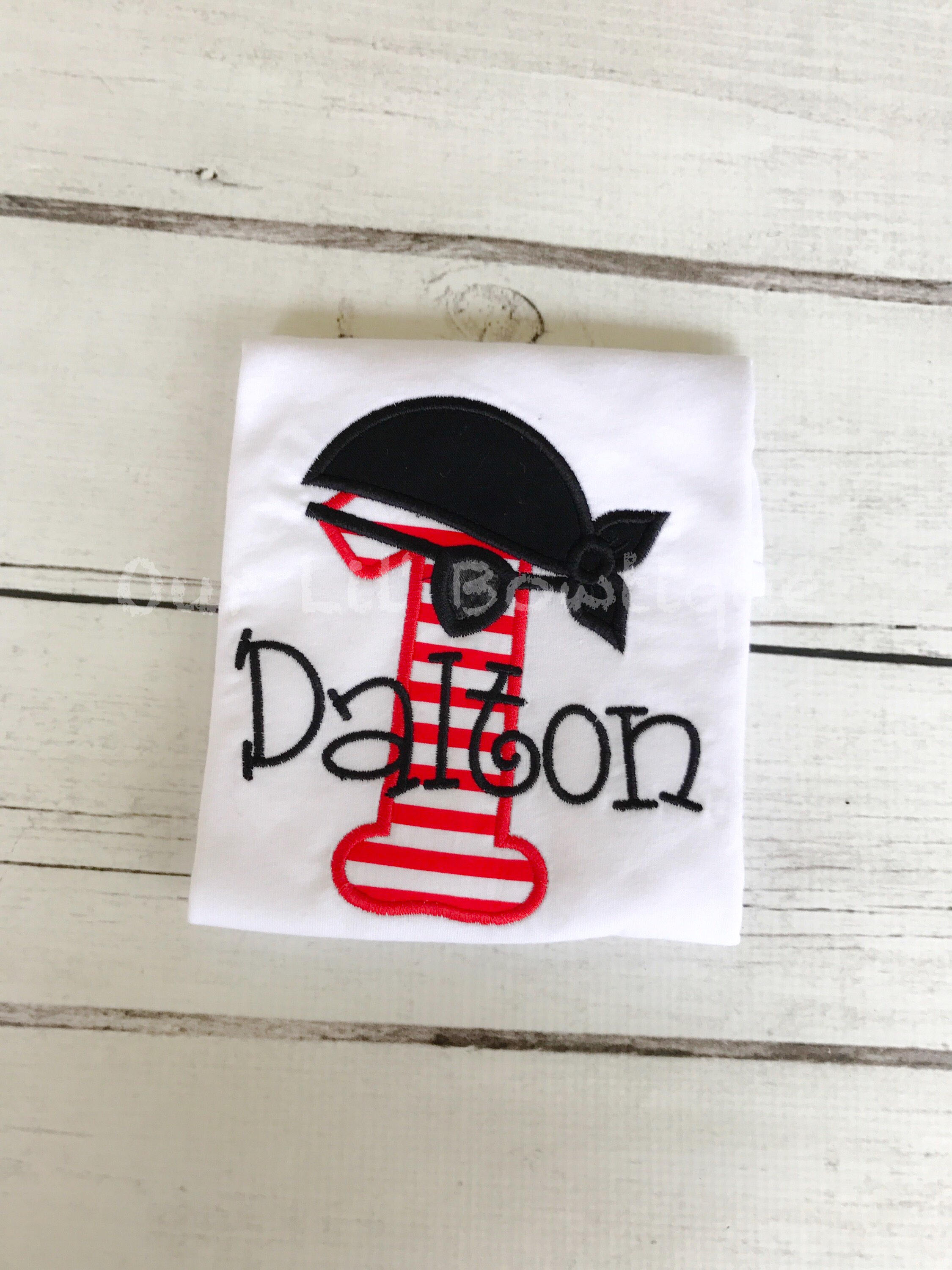 Personalized Pirate Birthday Applique Shirt