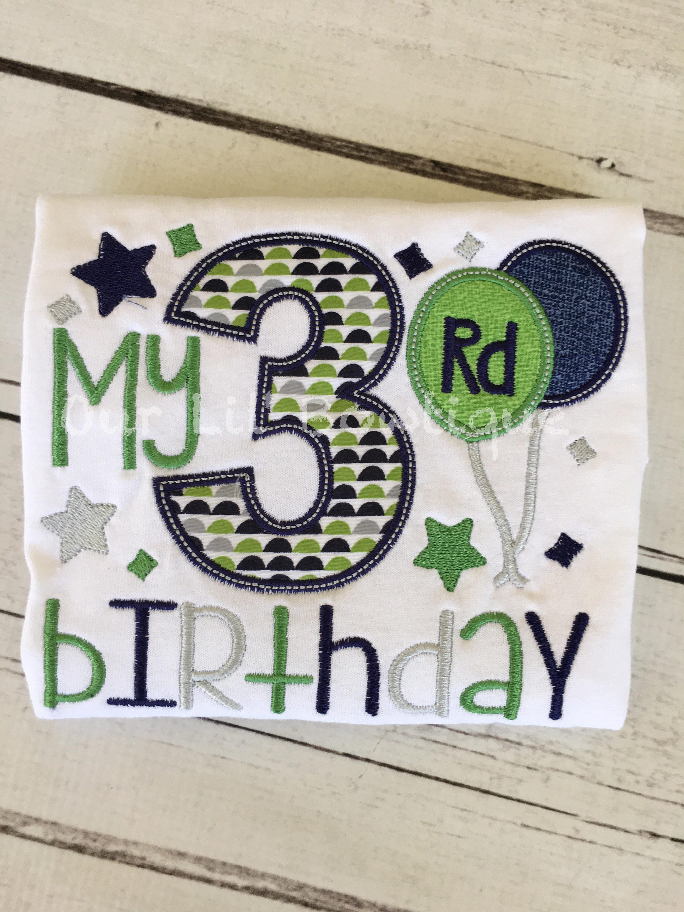 Personalized Boys Birthday Shirt: Embroidered Balloons, Custom Age