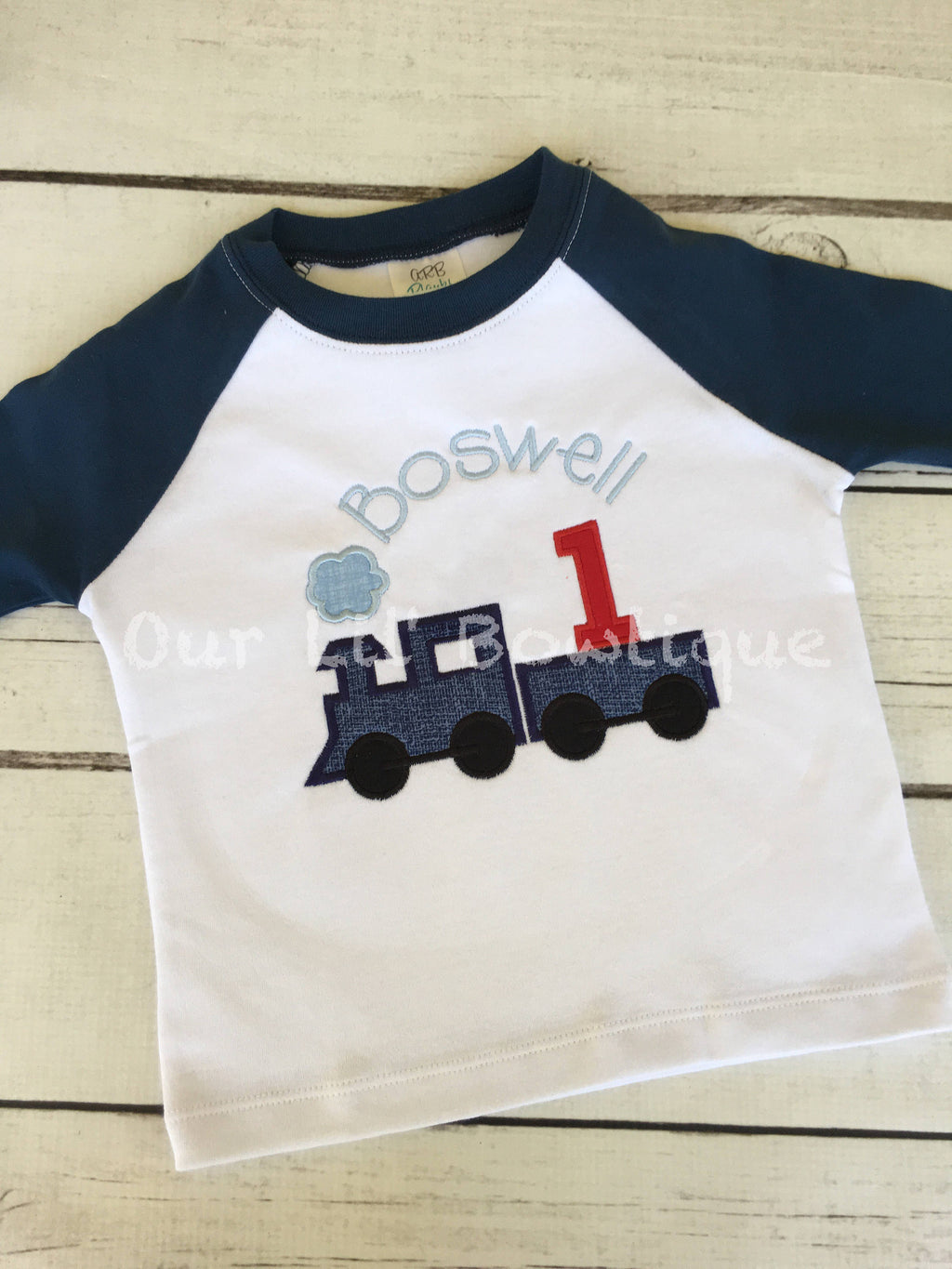 Personalized Train Birthday Raglan Shirt - Custom Colors