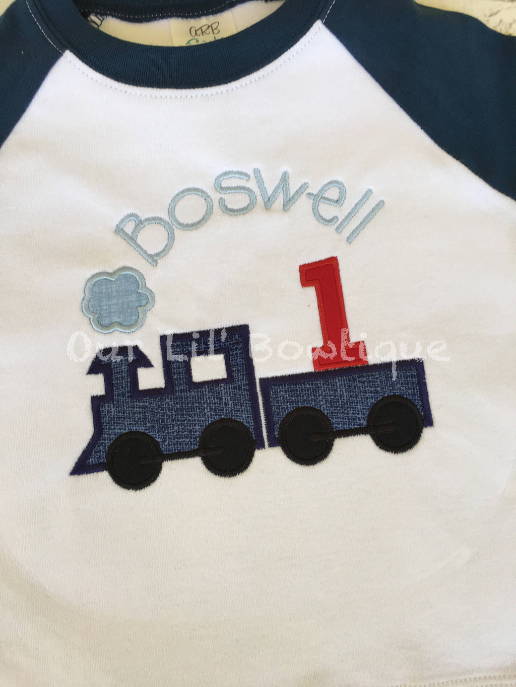 Personalized Train Birthday Raglan Shirt - Custom Colors