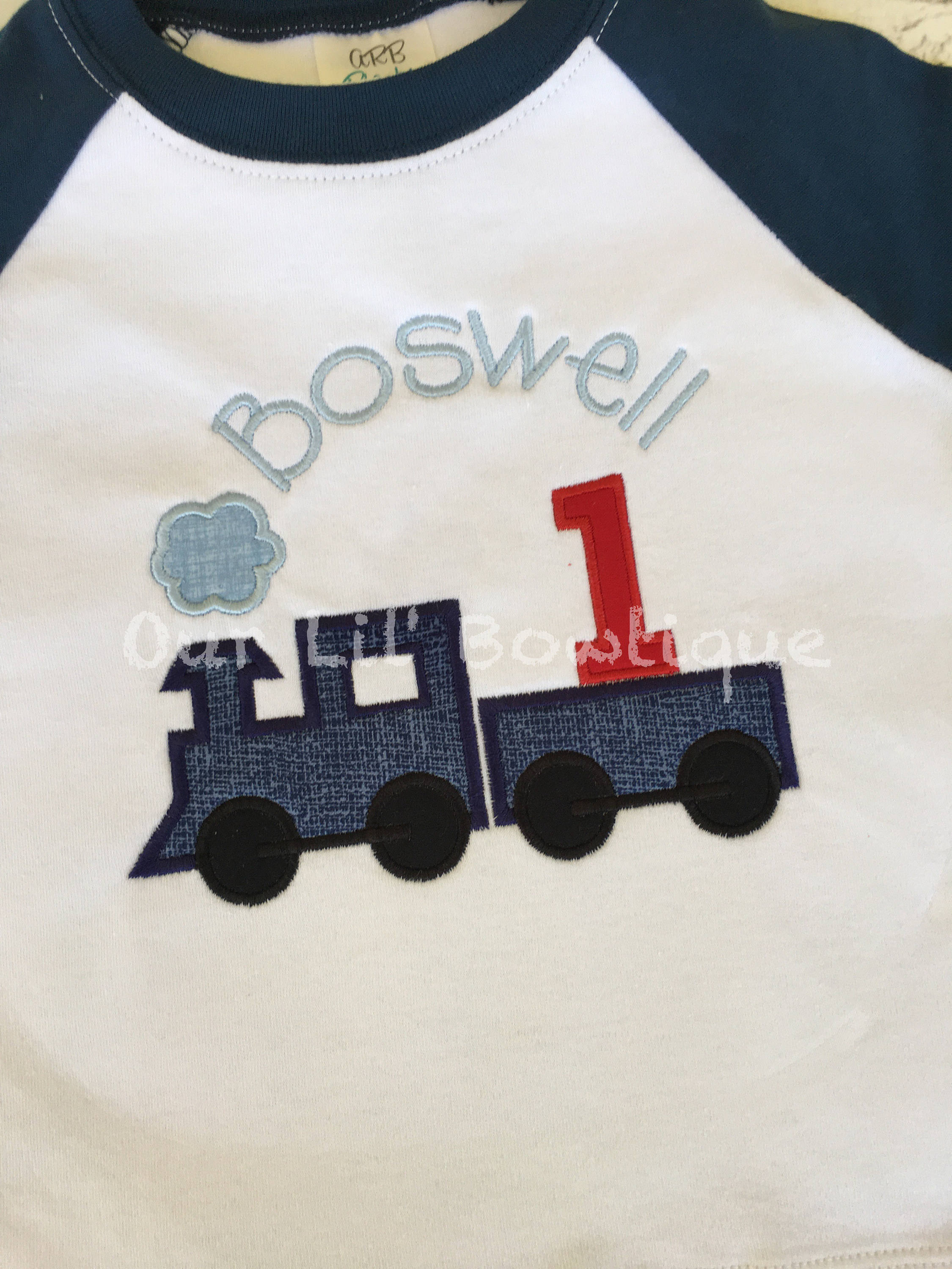 Personalized Train Birthday Raglan Shirt - Custom Colors