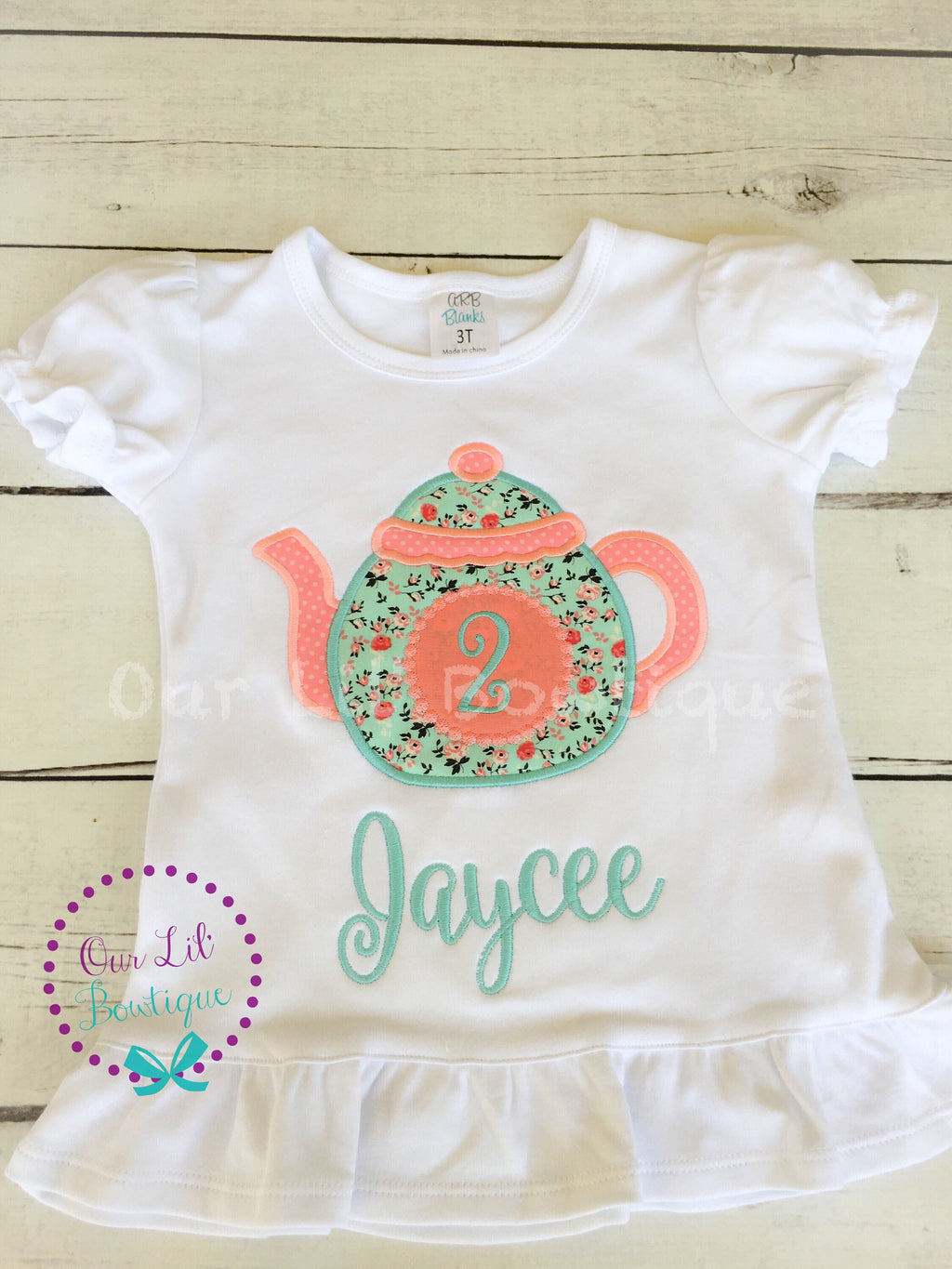 Teapot Birthday Shirt: Floral Tea Party Outfit