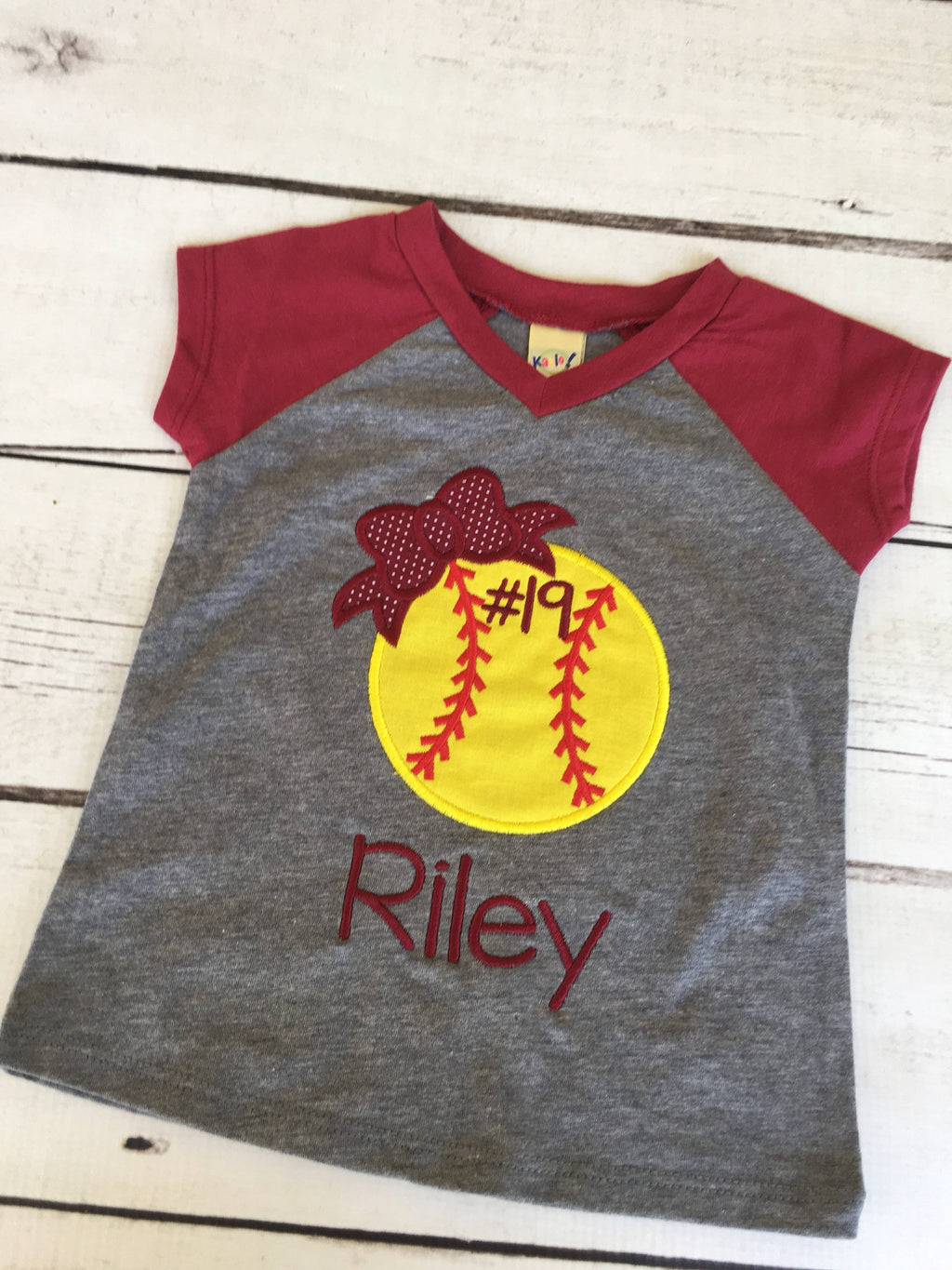 Personalized Baseball Bow Raglan Shirt - Toddler & Baby