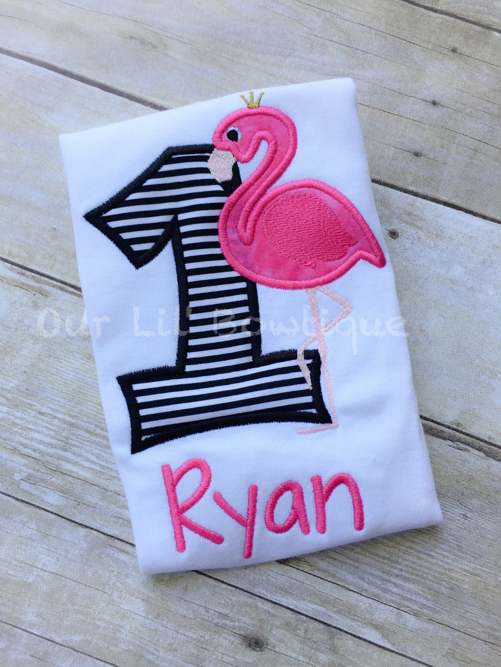 Flamingo Birthday Shirt: Personalized Applique Party Outfit