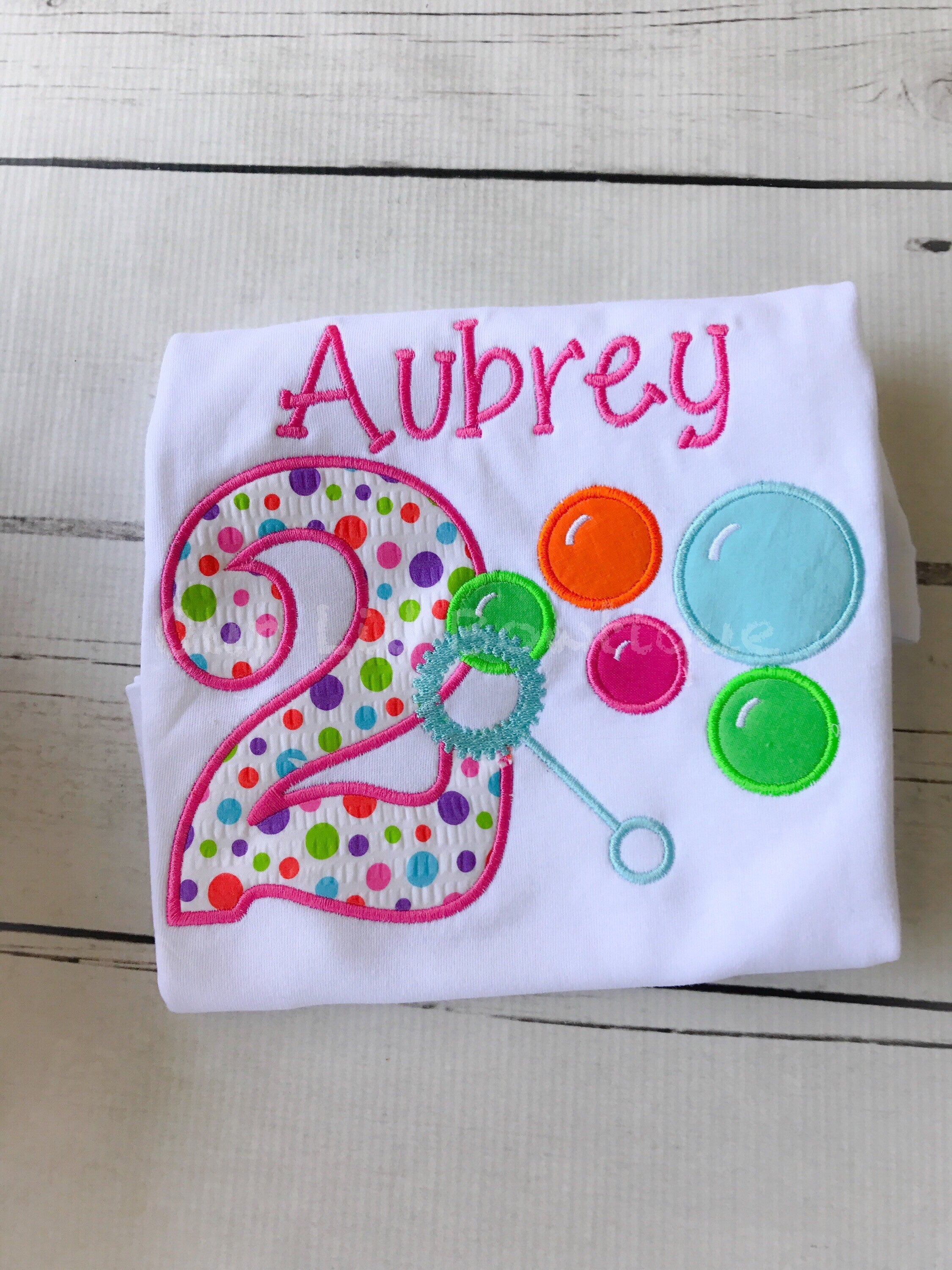 Personalized Bubble Birthday Shirt: Wand & Colorful Bubbles