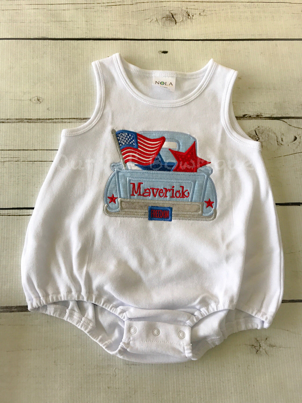 Personalized 4th of July Truck Shirt: Embroidered Patriotic Applique