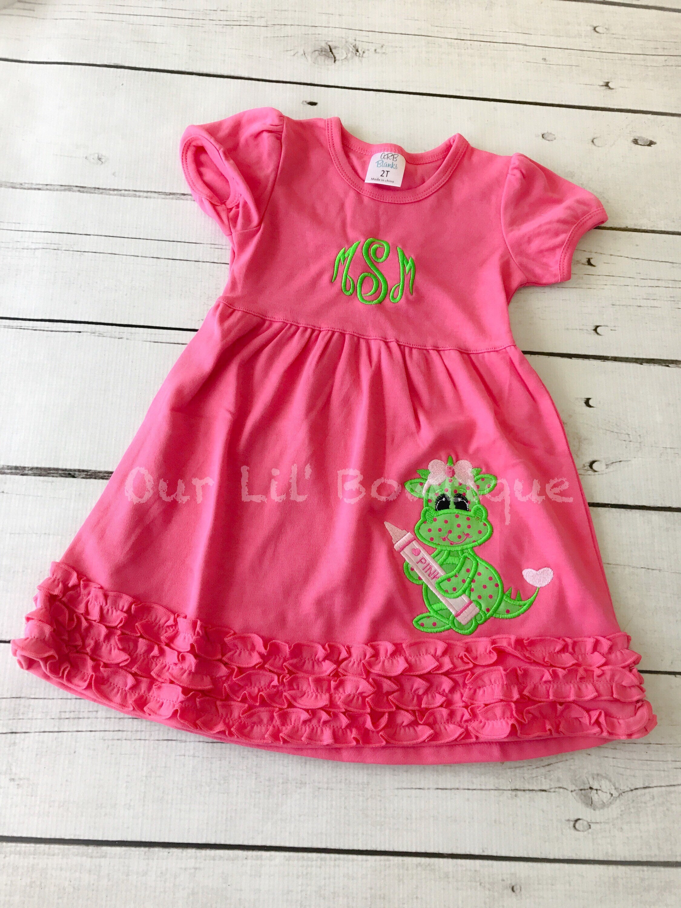 Dinosaur Dress- School Shirt - Preschool Shirt - School Supplies - Kindergarten Shirt - Girl Back to School Shirt - Personalized Shirt-Dress