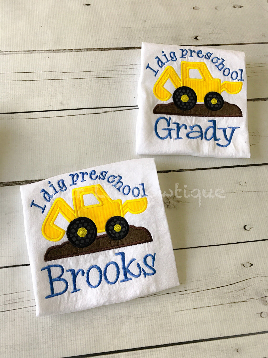Back to School Shirt: Embroidered Truck Appliqué, Personalized Preschool Tee