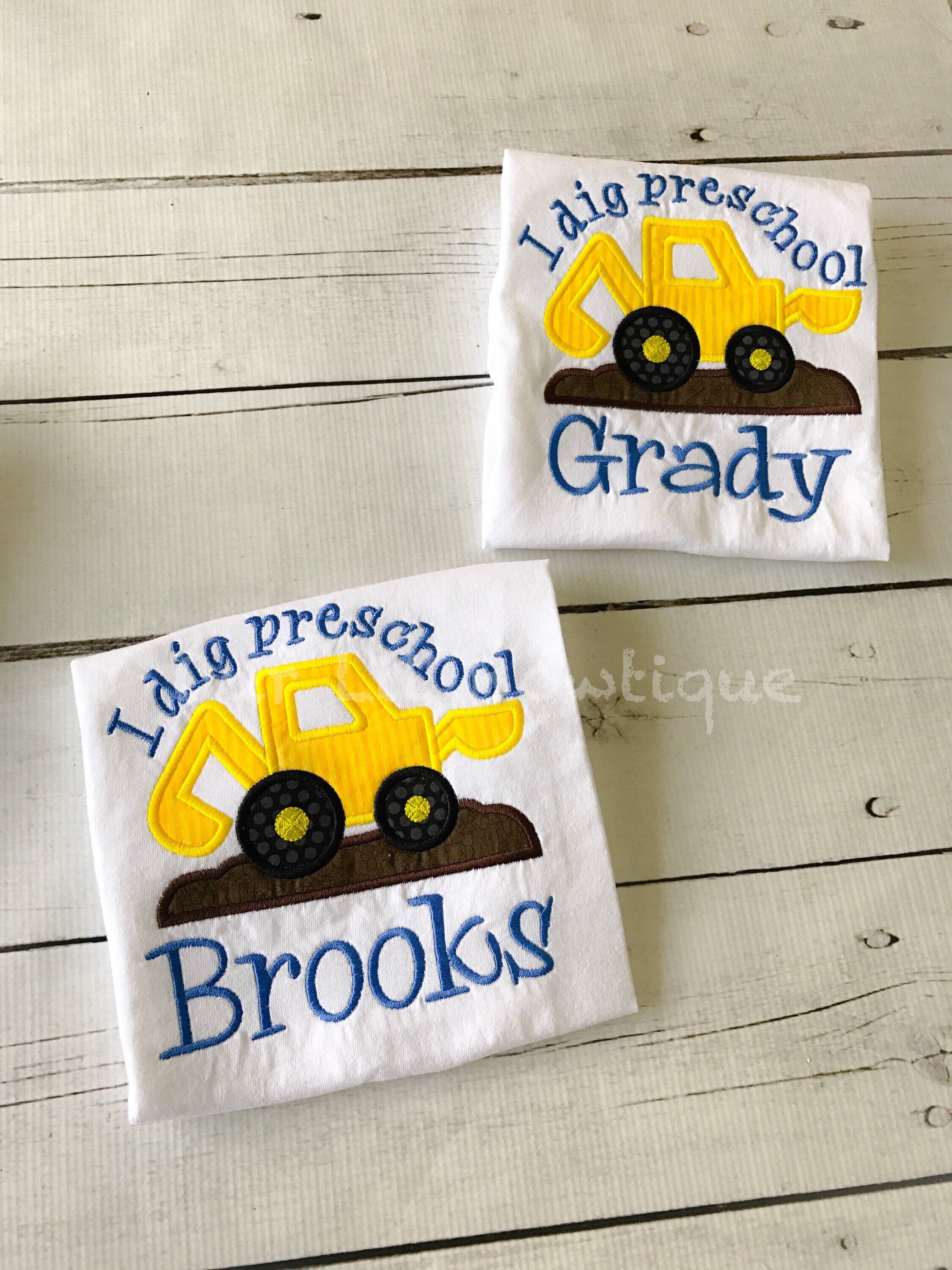 Back to School Shirt: Embroidered Truck Appliqué, Personalized Preschool Tee