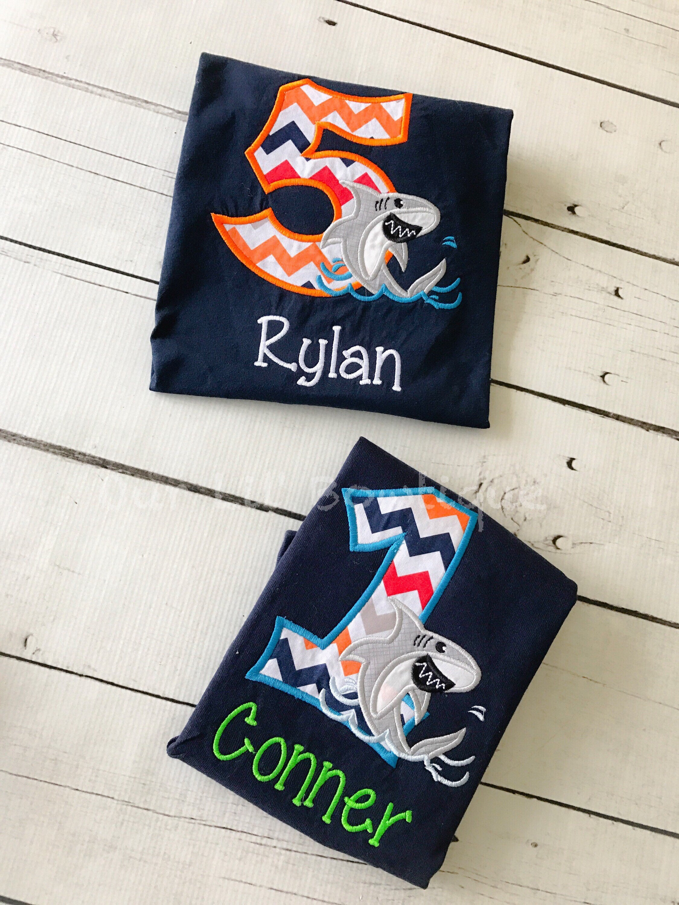 Personalized Shark Birthday Shirt: Under The Sea Applique