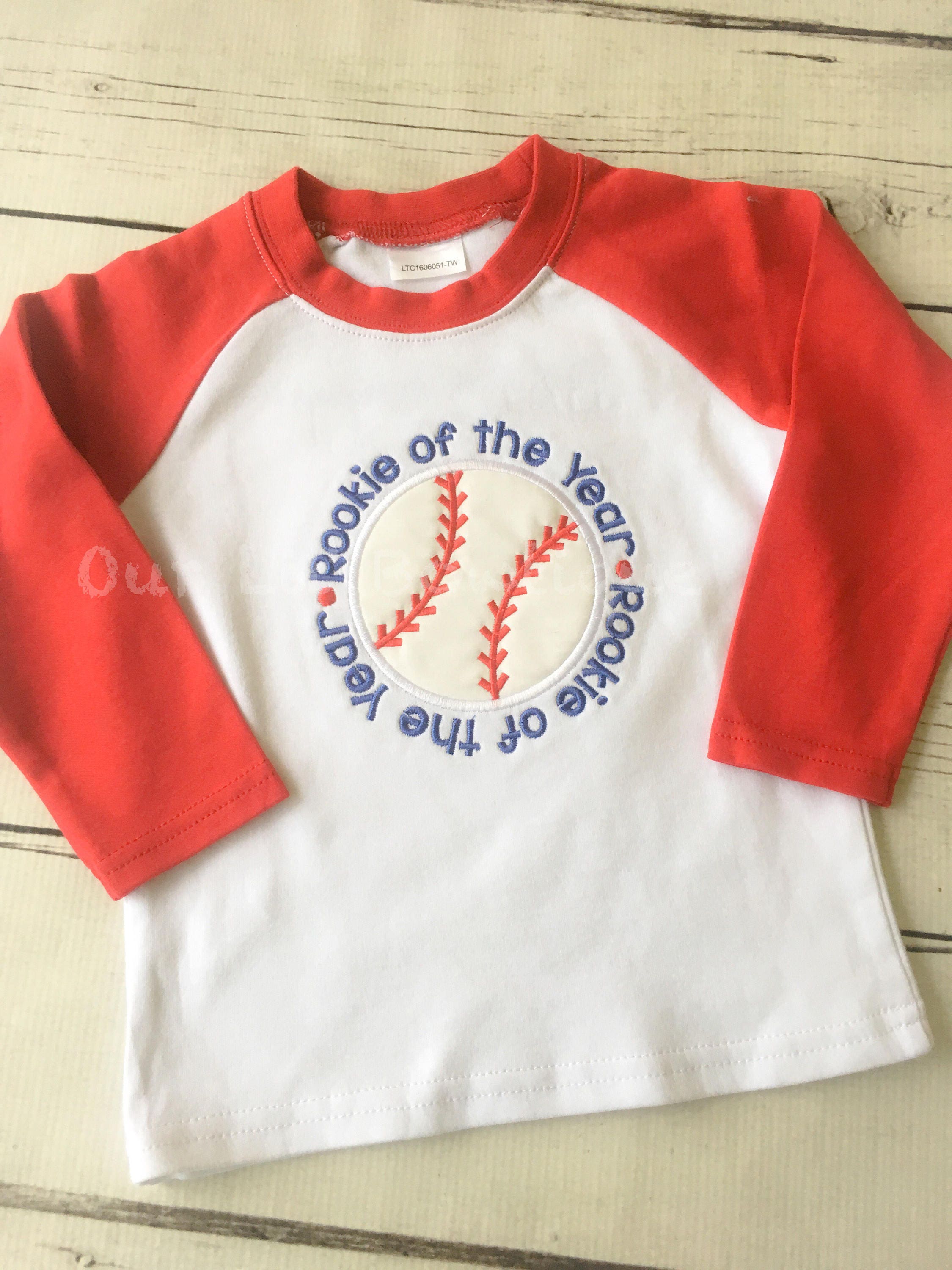 Personalized Rookie of the Year Raglan Baseball Shirt or Bodysuit